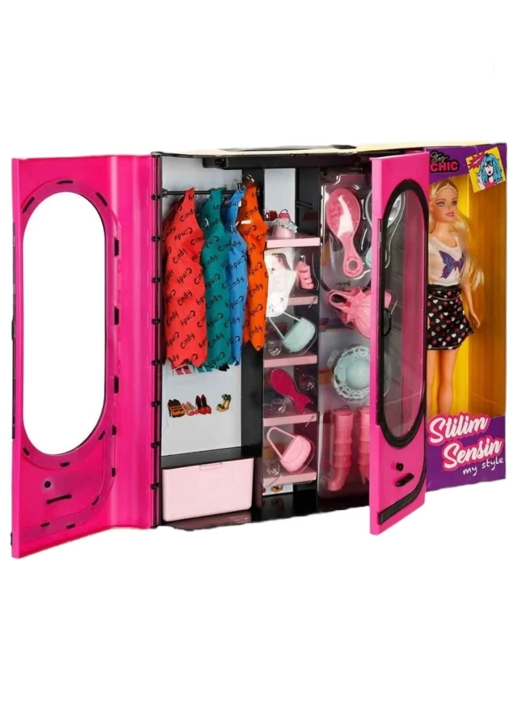 Stilim Sesin Barbie Bebek Elbise Gardıroplu Aksesuarlı Oyun Seti