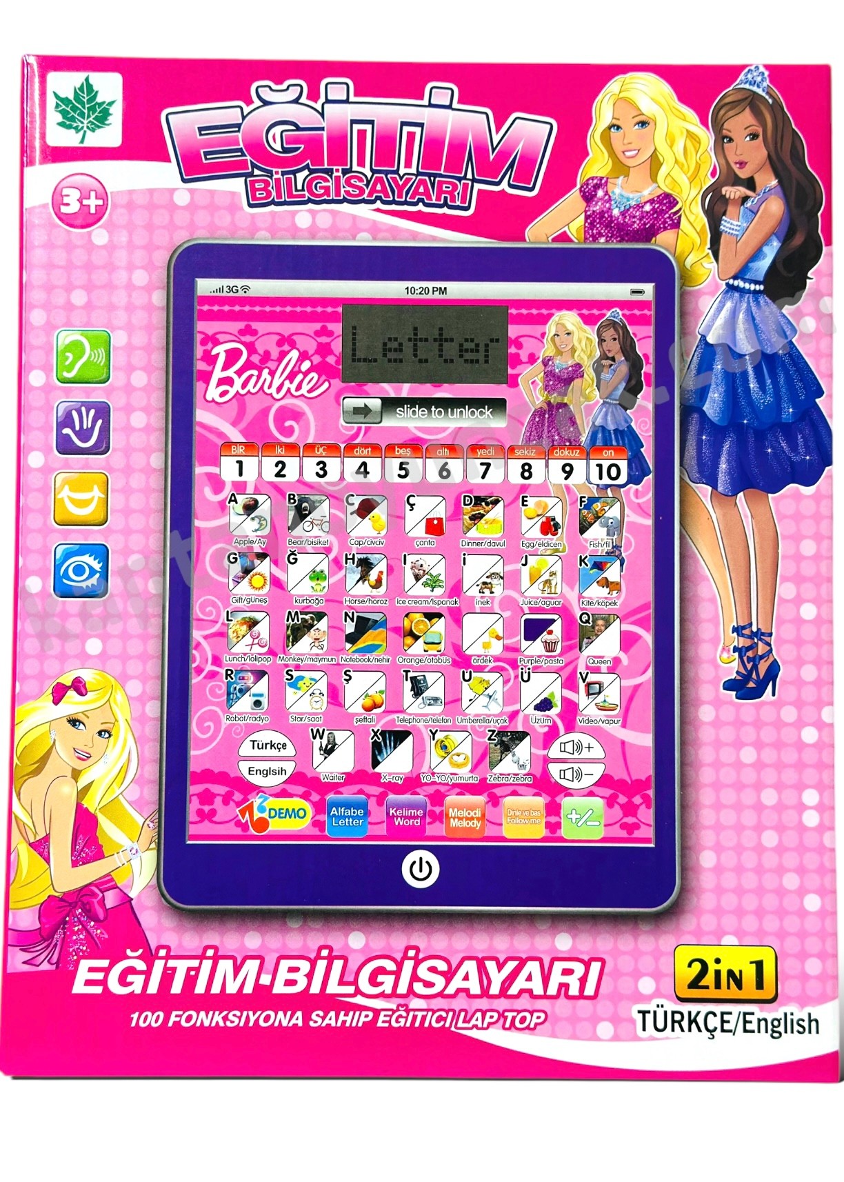 Eğitici Türkçe ve İngilizce Sesli Alfabe Sayılar Heceleme Kelime ve Matematik Oyunu Akıllı Tablet