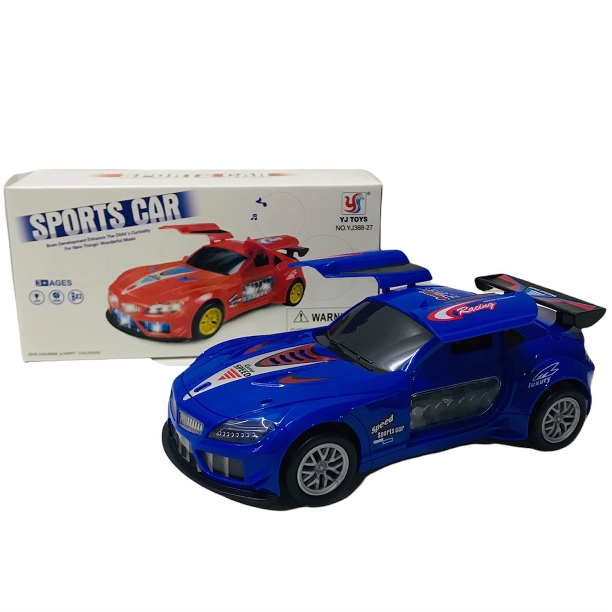Sensörlü Spor Araba - 3D Işıklı Sesli 360 Derece Dönen Spor Araba