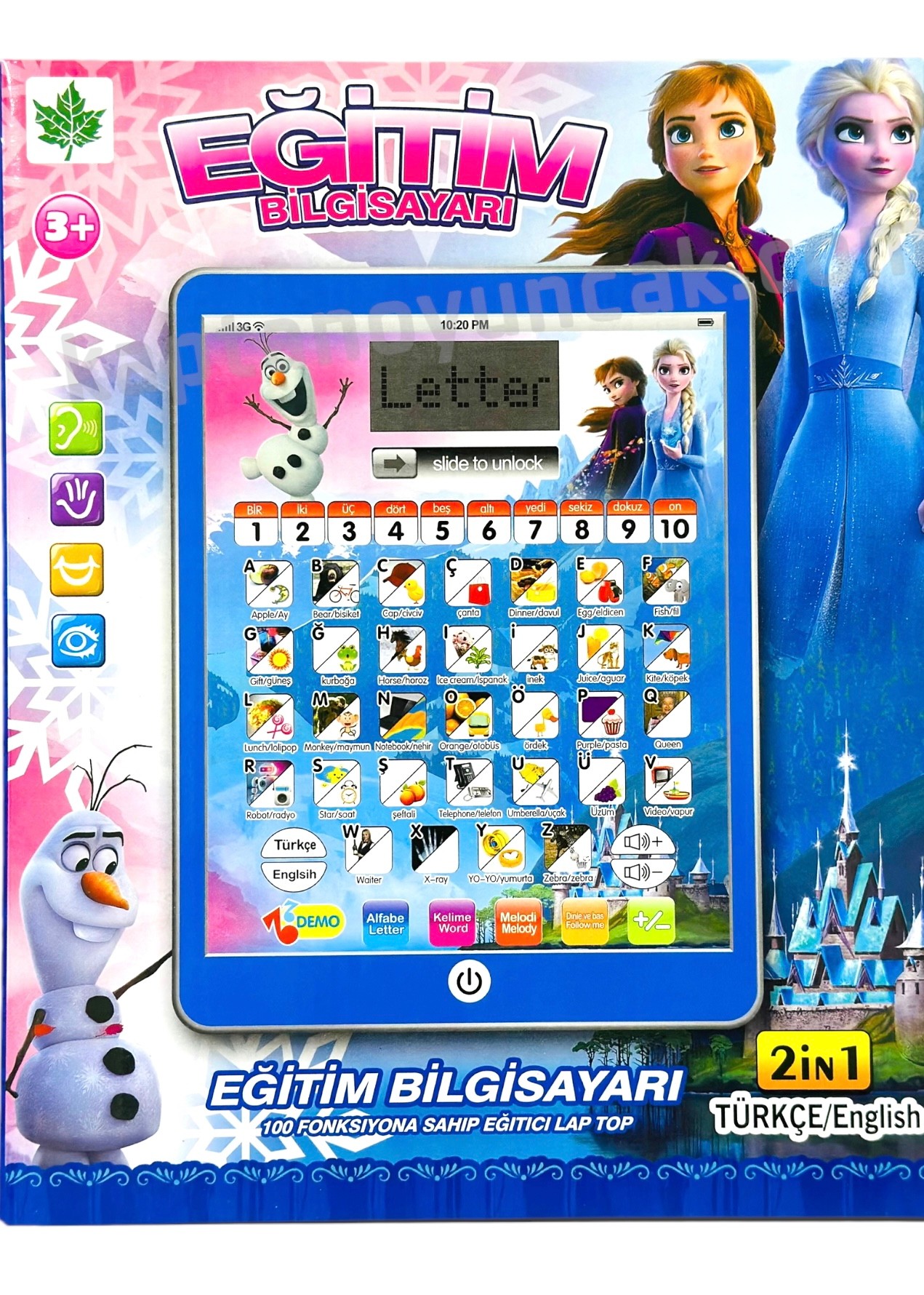 Eğitici Türkçe ve İngilizce Sesli Alfabe Sayılar Heceleme Kelime ve Matematik Oyunu Akıllı Tablet