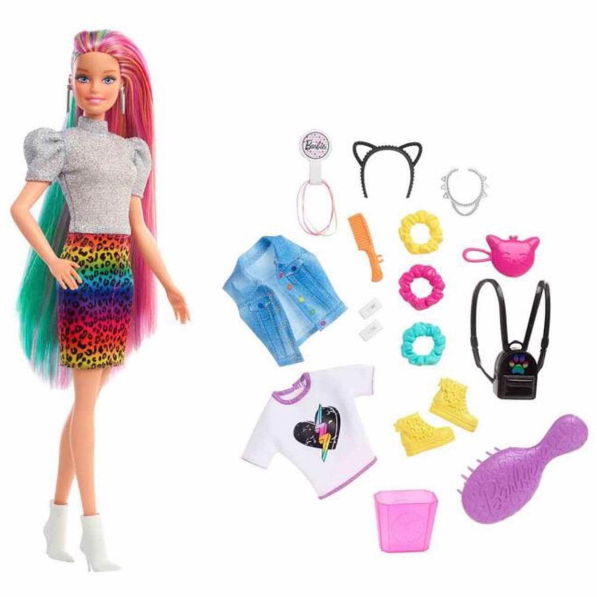 Barbie Leopar Desenli Saçlar Bebeği GRN81