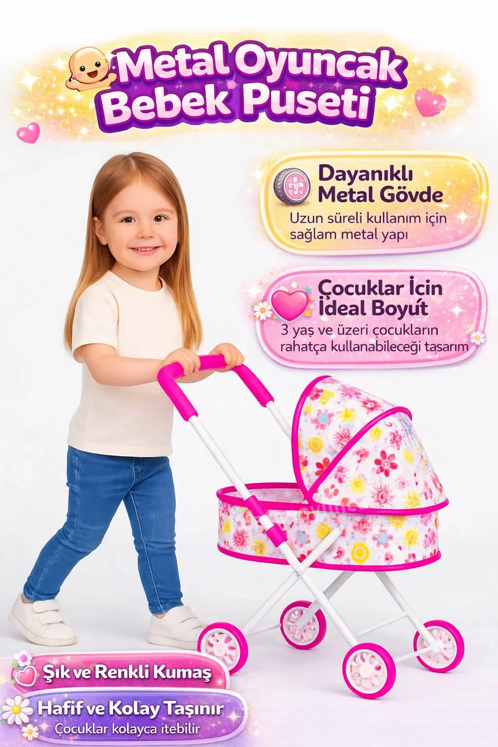 Metal Yataklı Puset Oyuncak - Kaptan Oyuncak