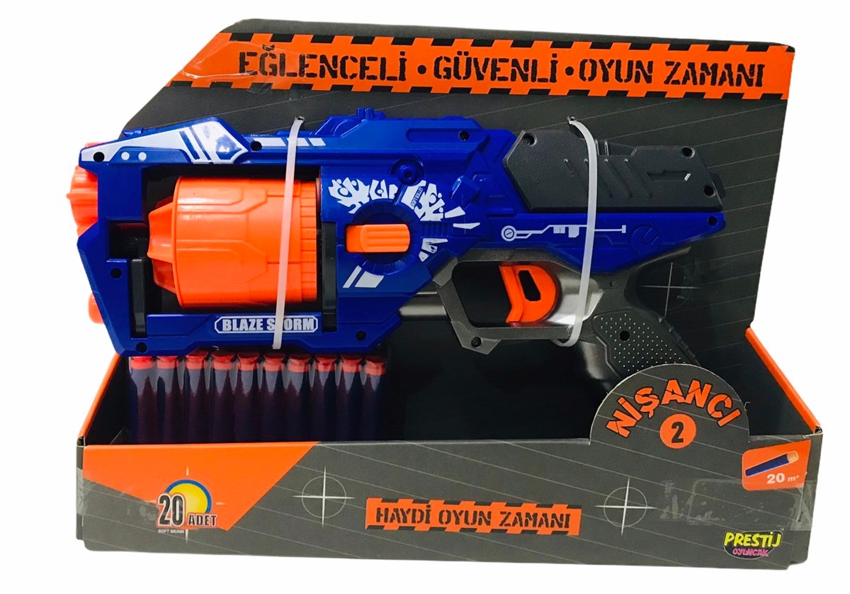 Prestij Nerf Sünger Atan Yumuşak Mermi 20 Hazneli Oyuncak Tabanca