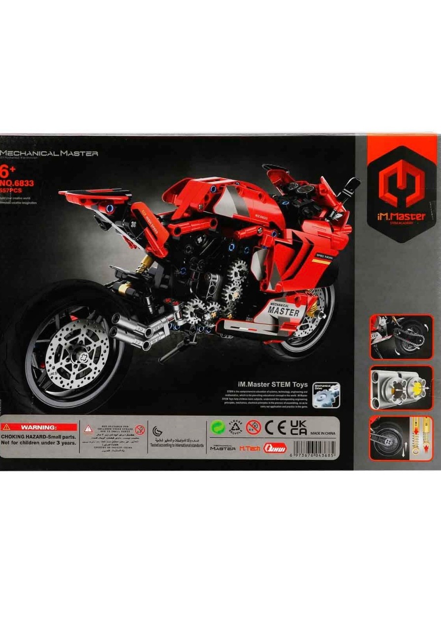 Master Kırmızı Lego Blok Seti Motosiklet 557 Parça Lego
