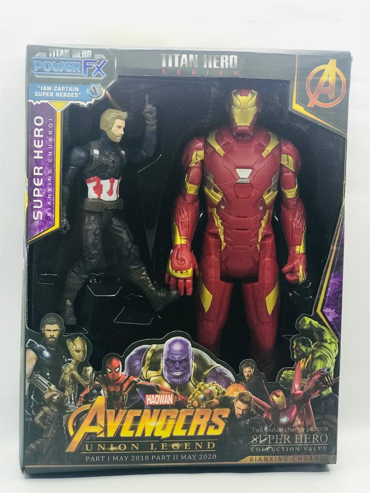 Avengers Işıklı Sesli Eklemli Dev Ironman Işıklı Kaptan Amerika 2'li