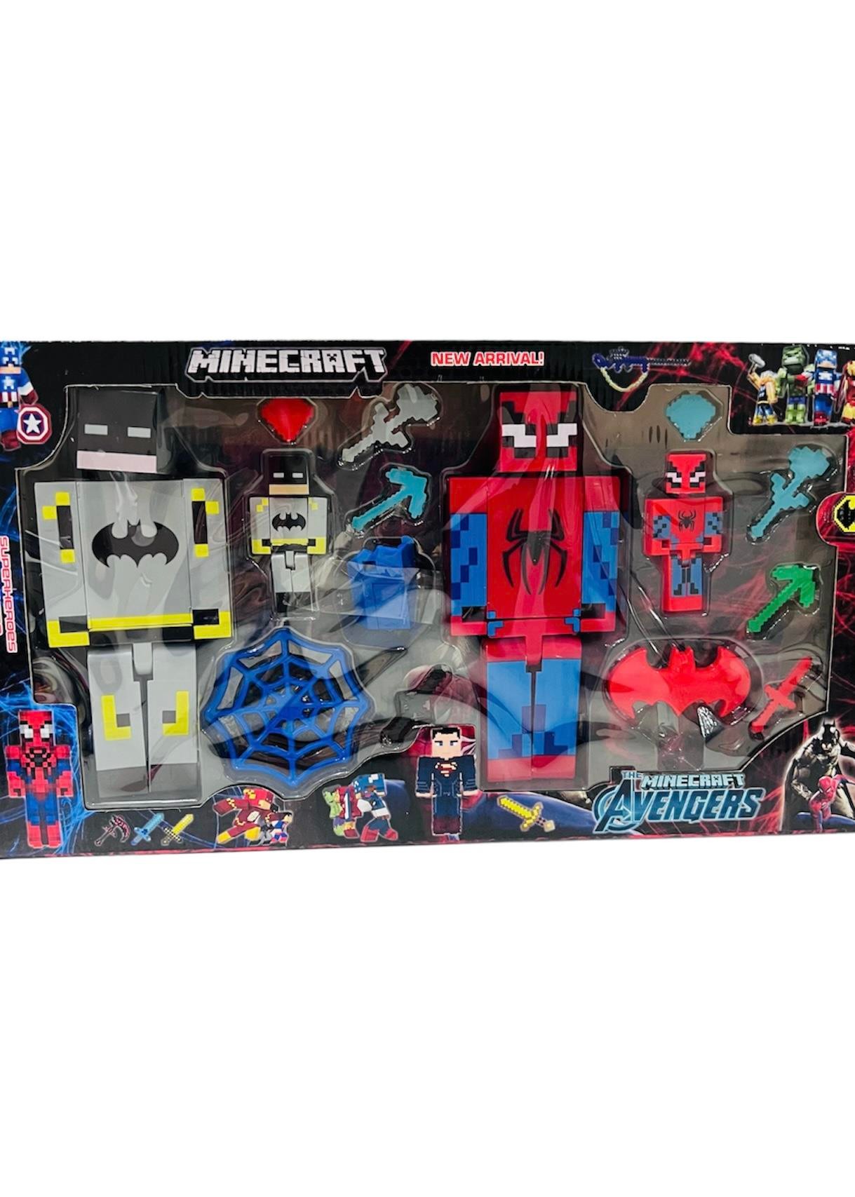 Minecraft Büyük Boy Örümcek Adam Batman Figür Oyuncak Seti 15 Parça