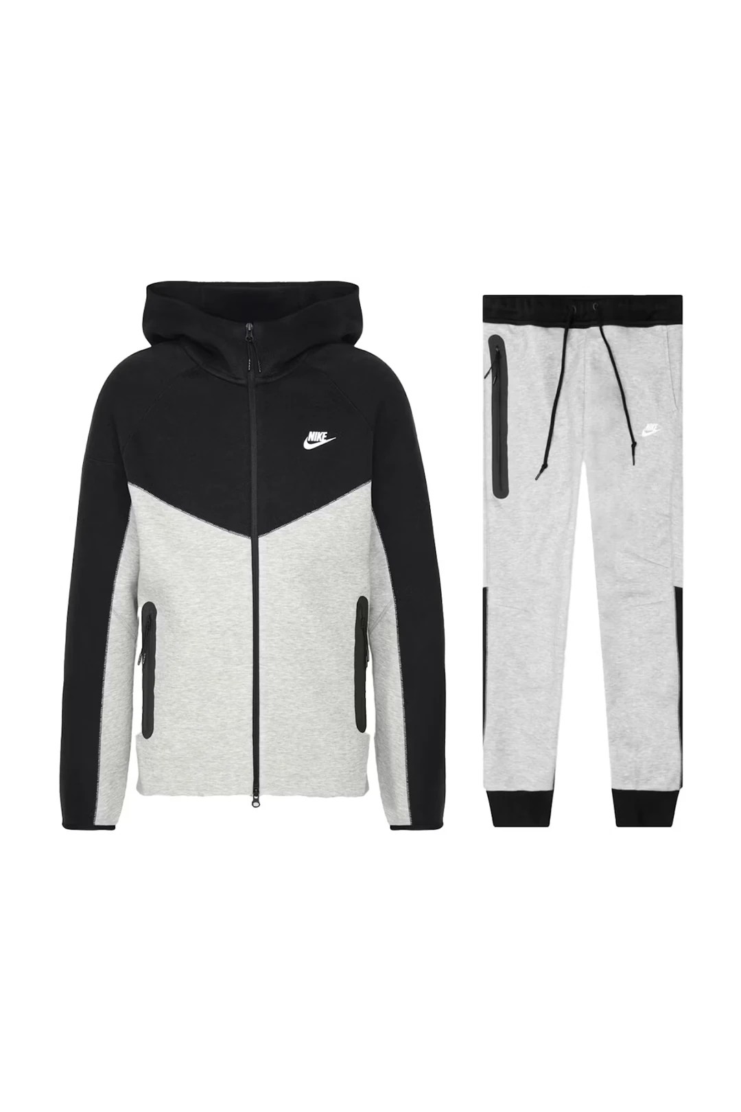 Yeni Tech Fleece Full-Zip Hoodie & Joggers Set - Siyah / Gri