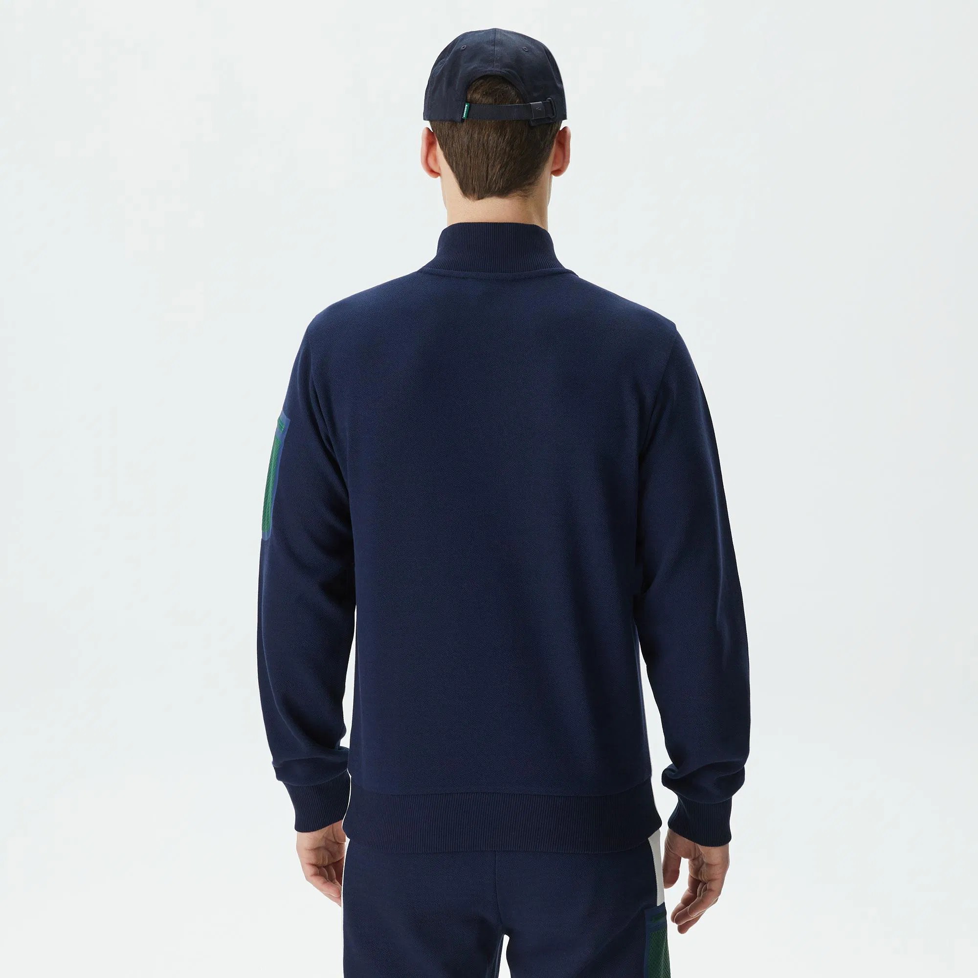 Lacoste Erkek Relaxed Fit Kapüşonlu Renk Bloklu Lacivert Sweatshirt