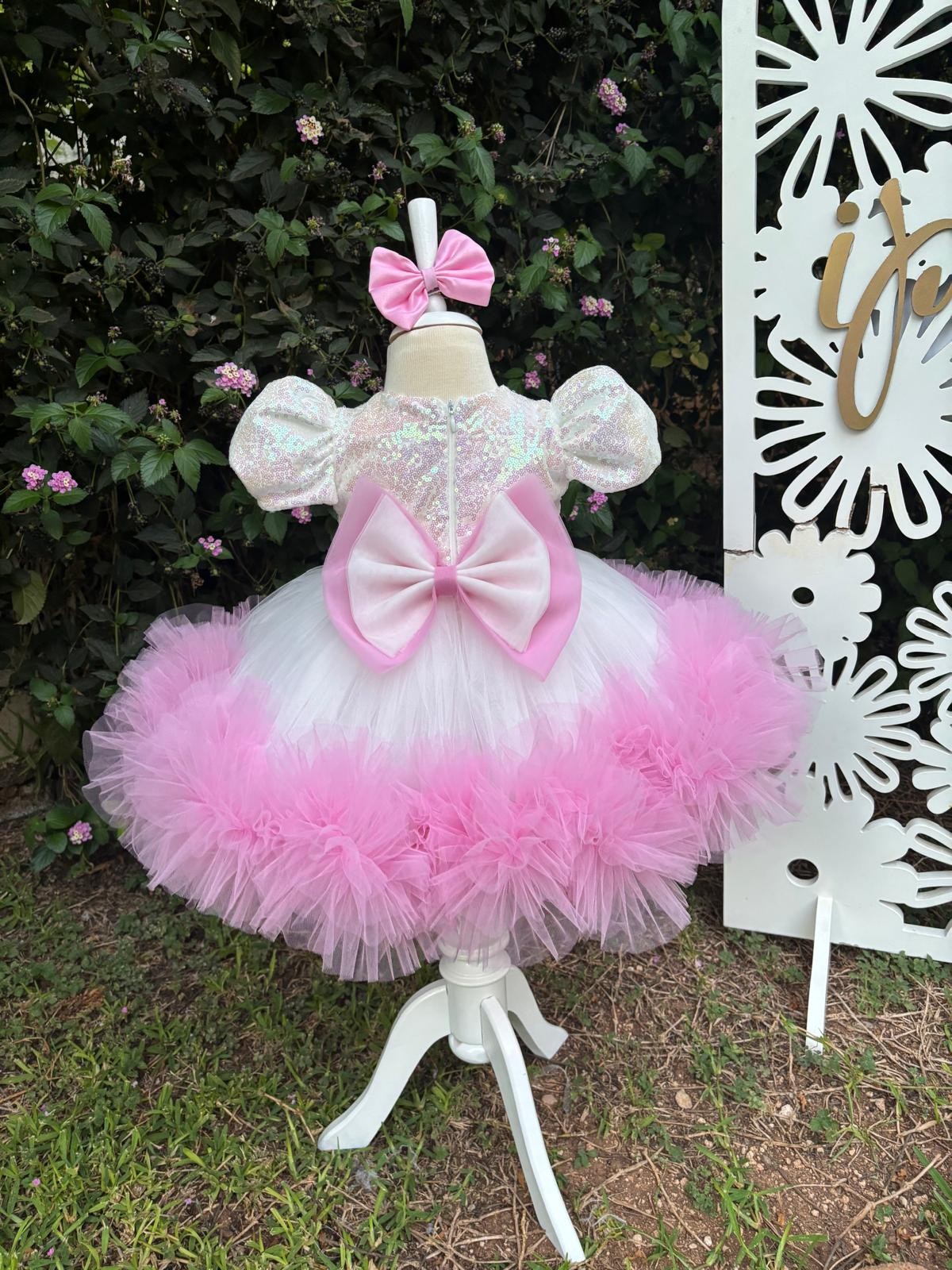 Pembe Cinnamoroll Kız Çocuk Abiye - Bebek Doğum Günü Elbisesi - ipeqakids