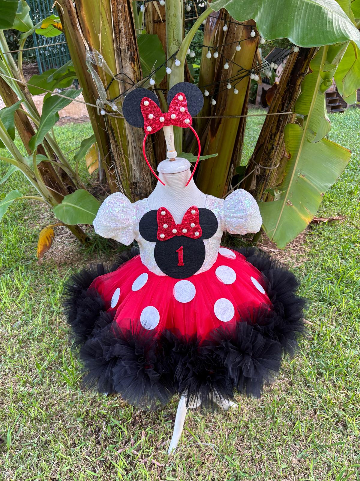 Kız Çocuk Minnie Mickey Mouse Kostümü TAÇ DAHİL- Çocuk Abiye Elbise -ipeqakids