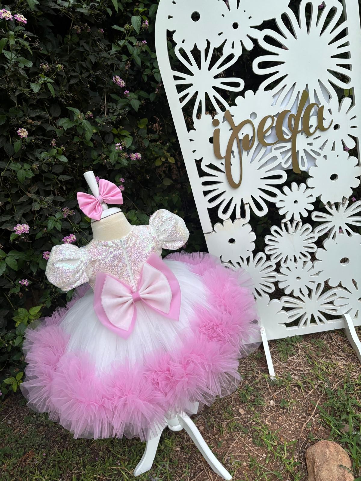 Pembe Cinnamoroll Kız Çocuk Abiye - Bebek Doğum Günü Elbisesi - ipeqakids