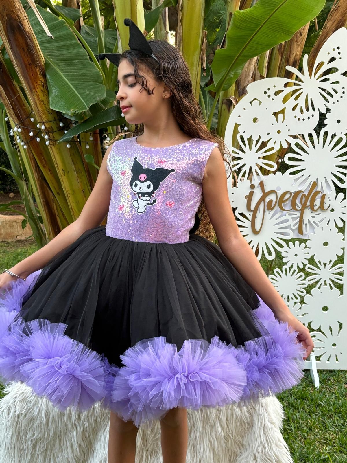 Kuromi Temalı Kız Çocuk Abiye - Bebek Doğum Günü Elbisesi - ipeqakids