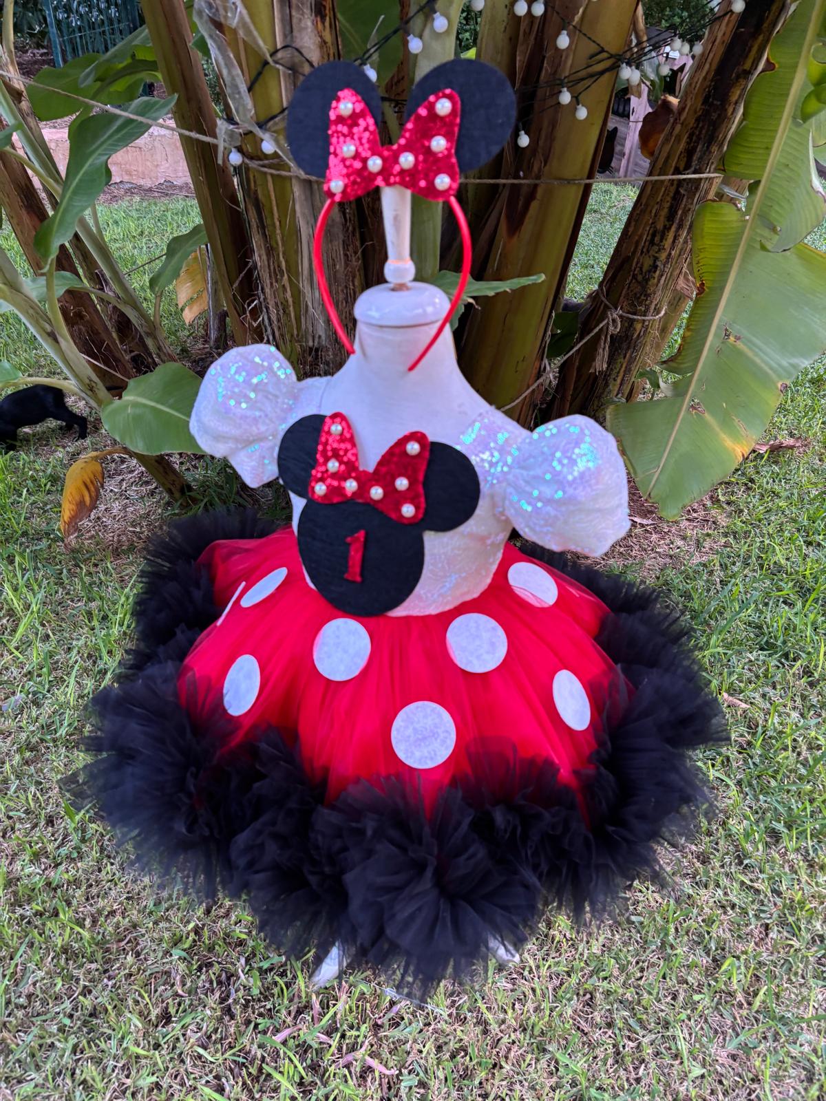 Kız Çocuk Minnie Mickey Mouse Kostümü TAÇ DAHİL- Çocuk Abiye Elbise -ipeqakids