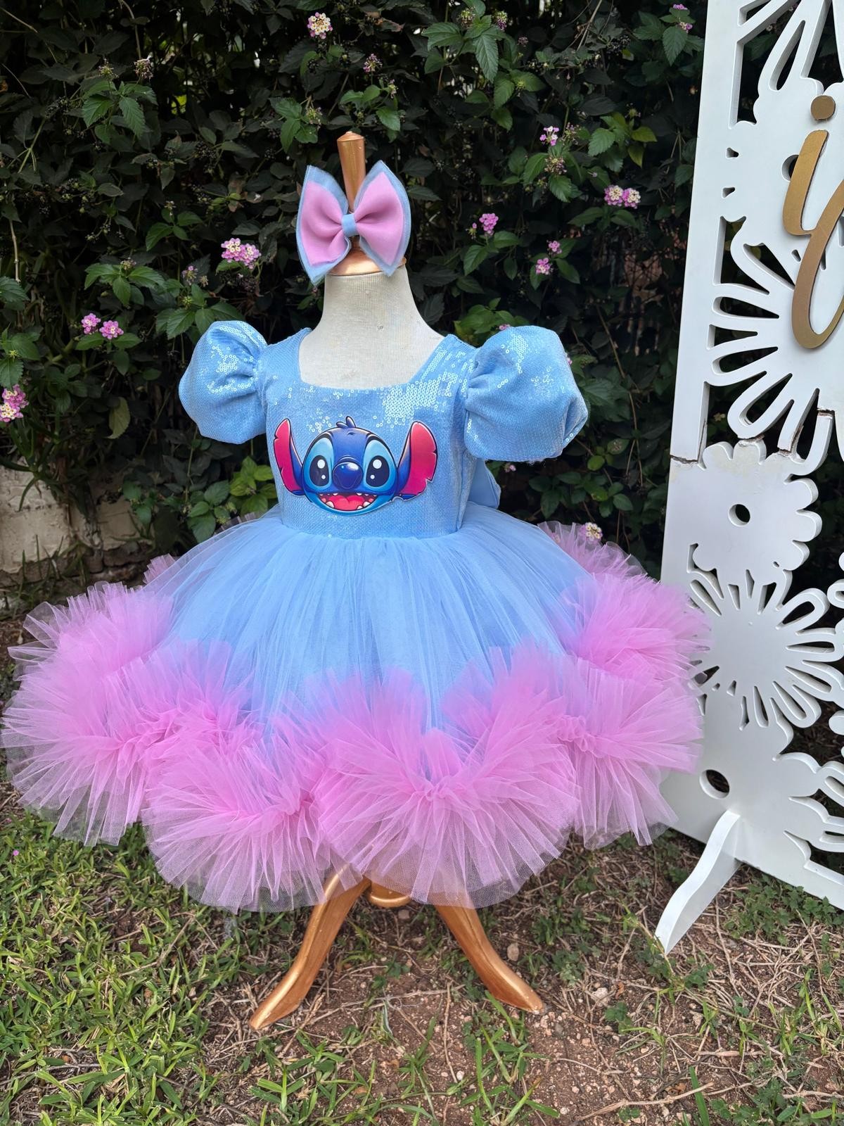 Stitch Kız Çocuk Abiye - Bebek Doğum Günü Elbisesi - ipeqakids
