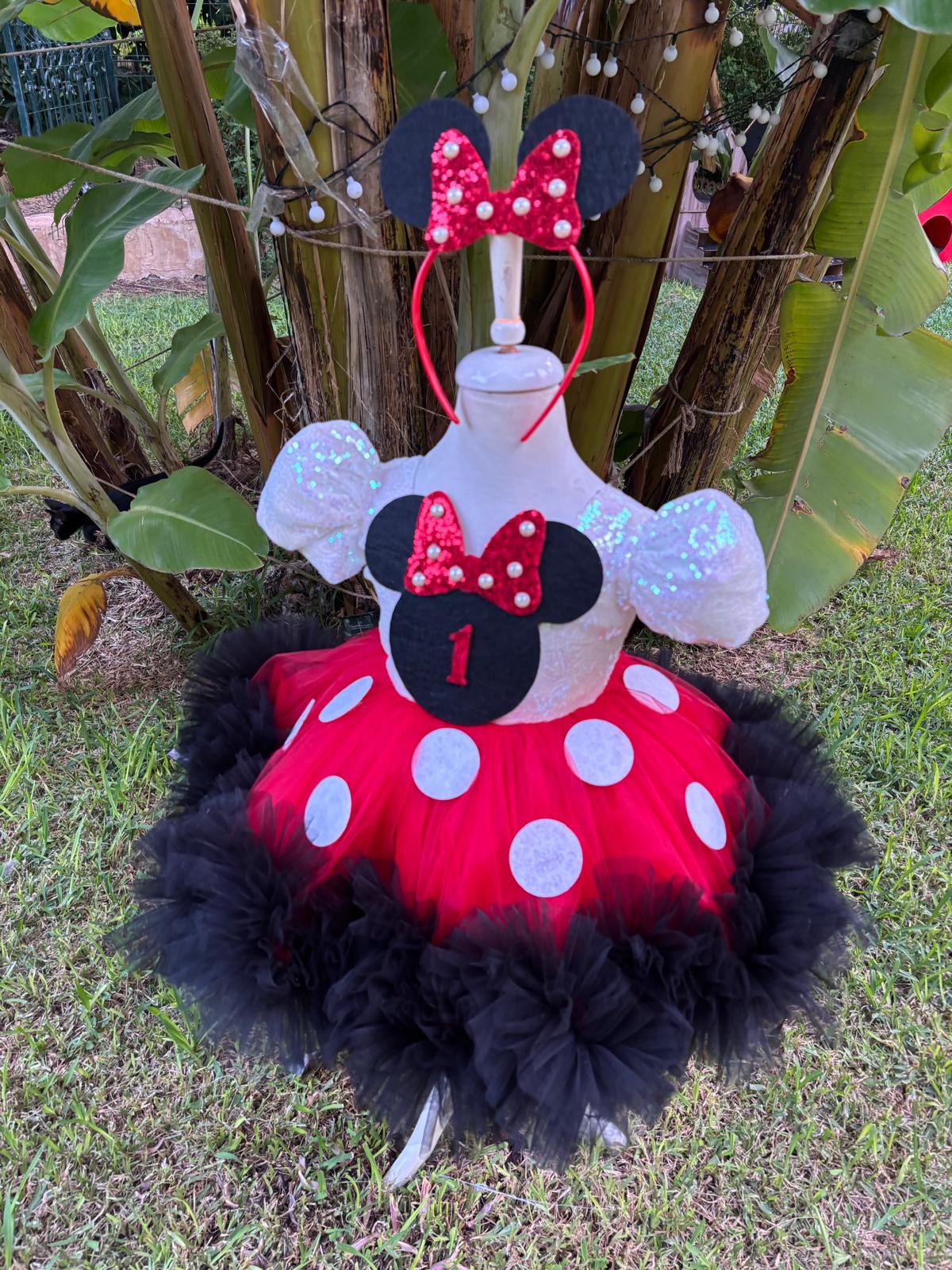 Kız Çocuk Minnie Mickey Mouse Kostümü TAÇ DAHİL- Çocuk Abiye Elbise -ipeqakids