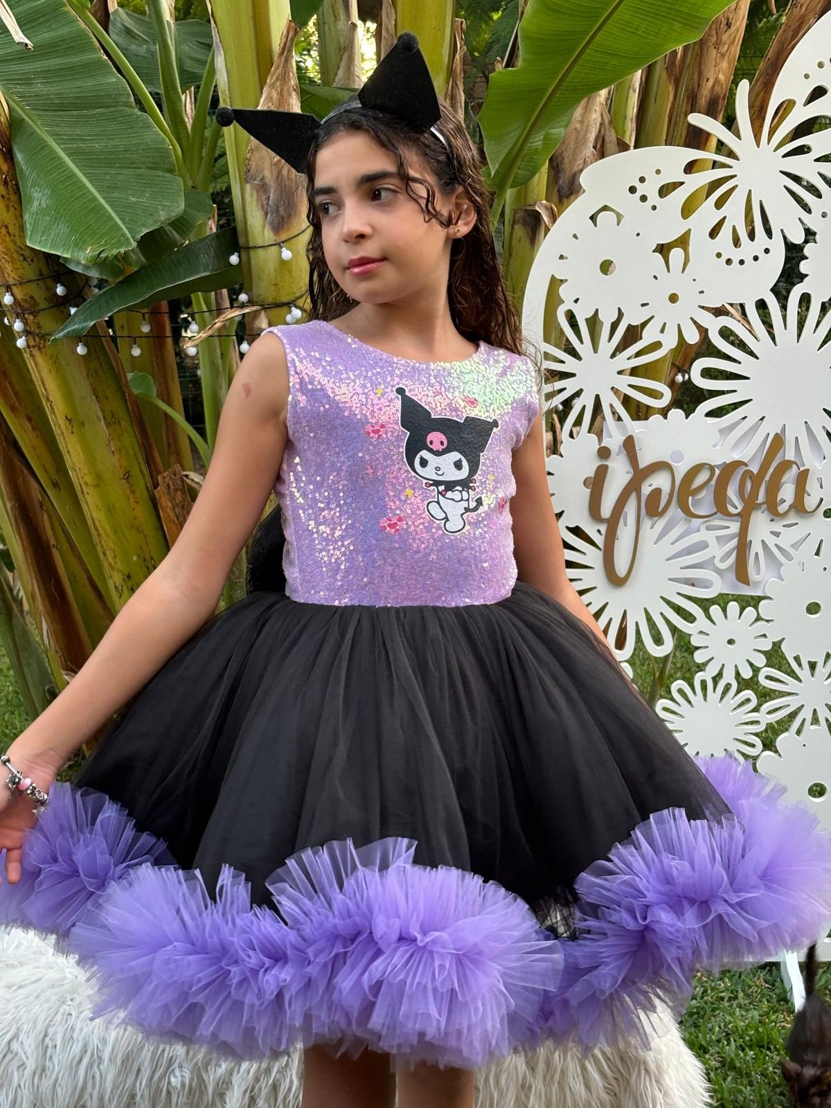 Kuromi Temalı Kız Çocuk Abiye - Bebek Doğum Günü Elbisesi - ipeqakids