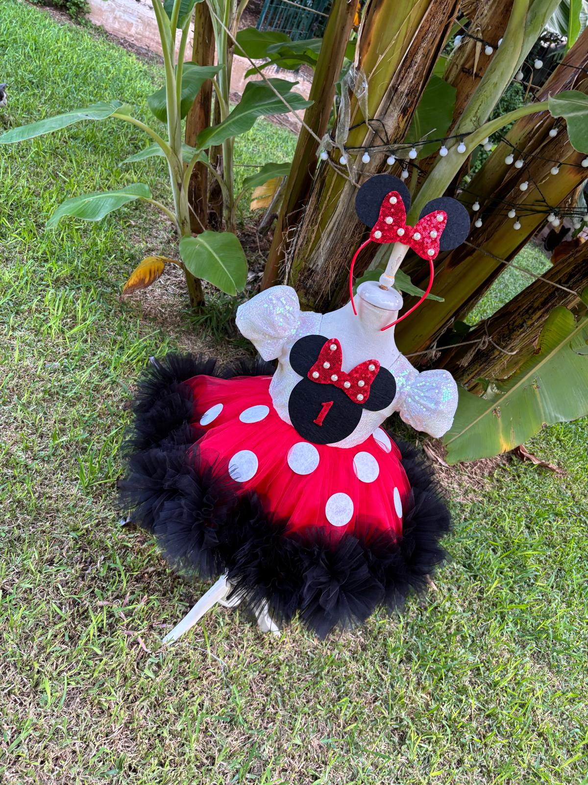Kız Çocuk Minnie Mickey Mouse Kostümü TAÇ DAHİL- Çocuk Abiye Elbise -ipeqakids