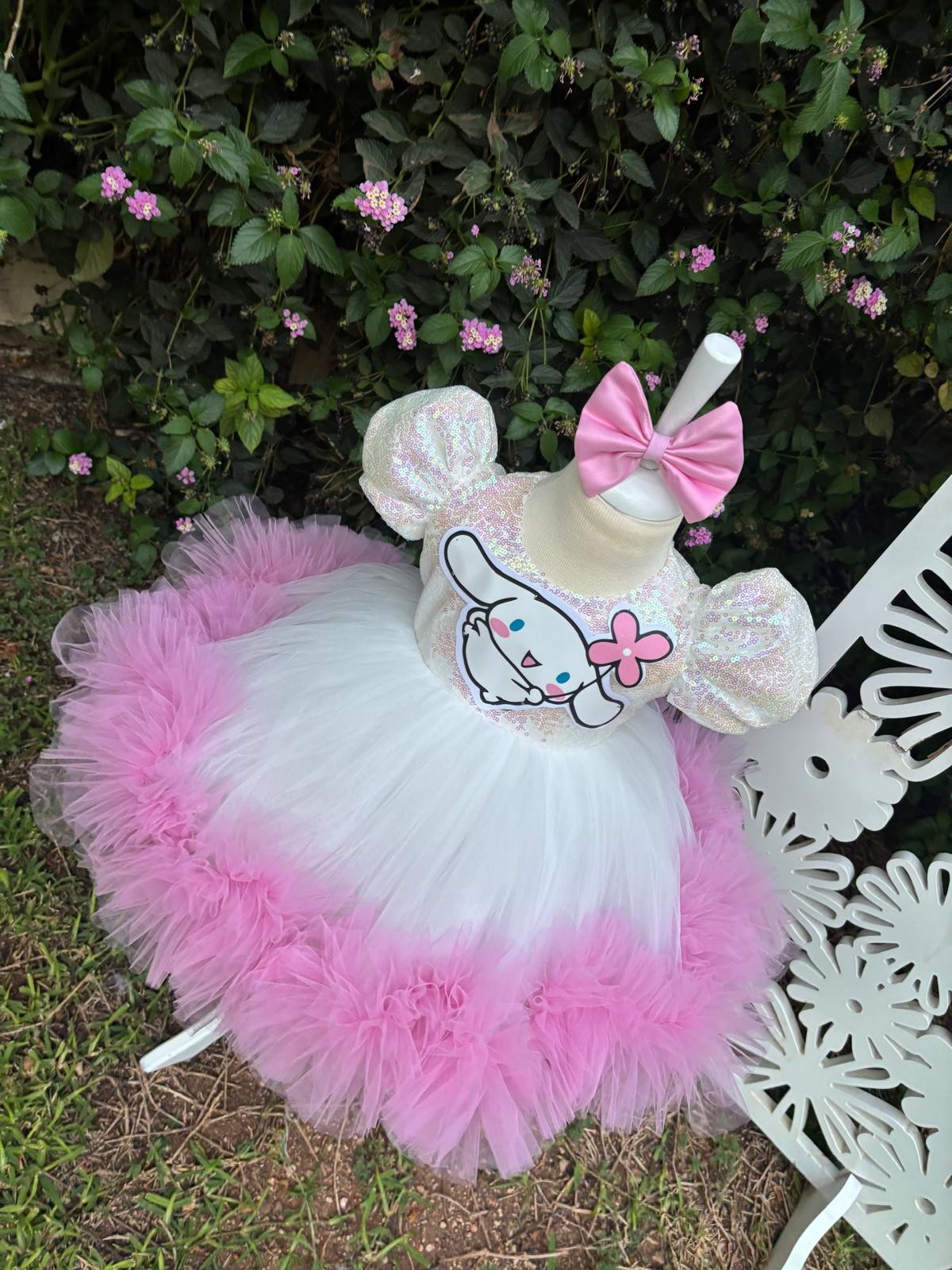 Pembe Cinnamoroll Kız Çocuk Abiye - Bebek Doğum Günü Elbisesi - ipeqakids