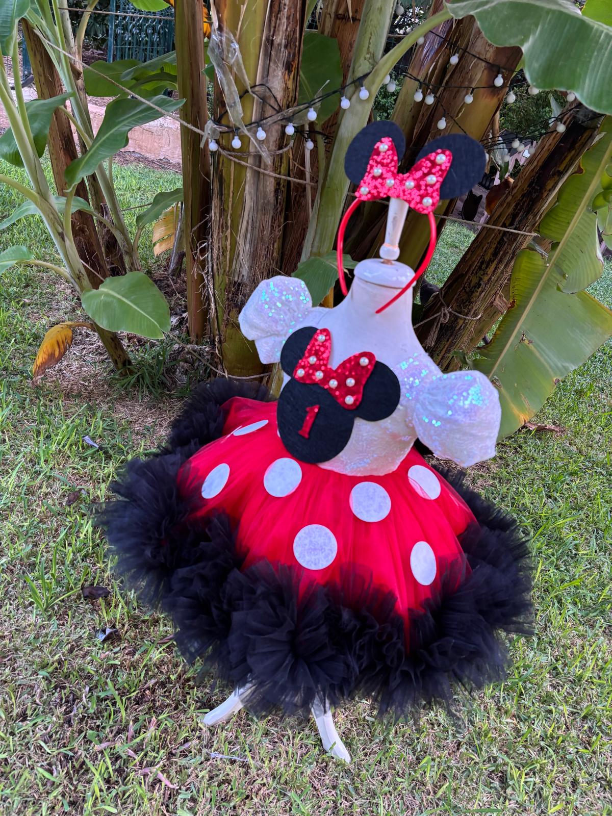 Kız Çocuk Minnie Mickey Mouse Kostümü TAÇ DAHİL- Çocuk Abiye Elbise -ipeqakids