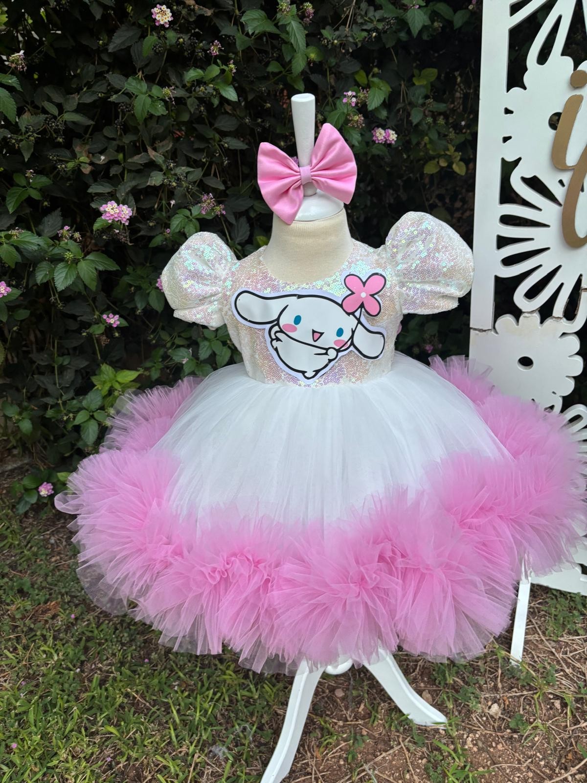 Pembe Cinnamoroll Kız Çocuk Abiye - Bebek Doğum Günü Elbisesi - ipeqakids