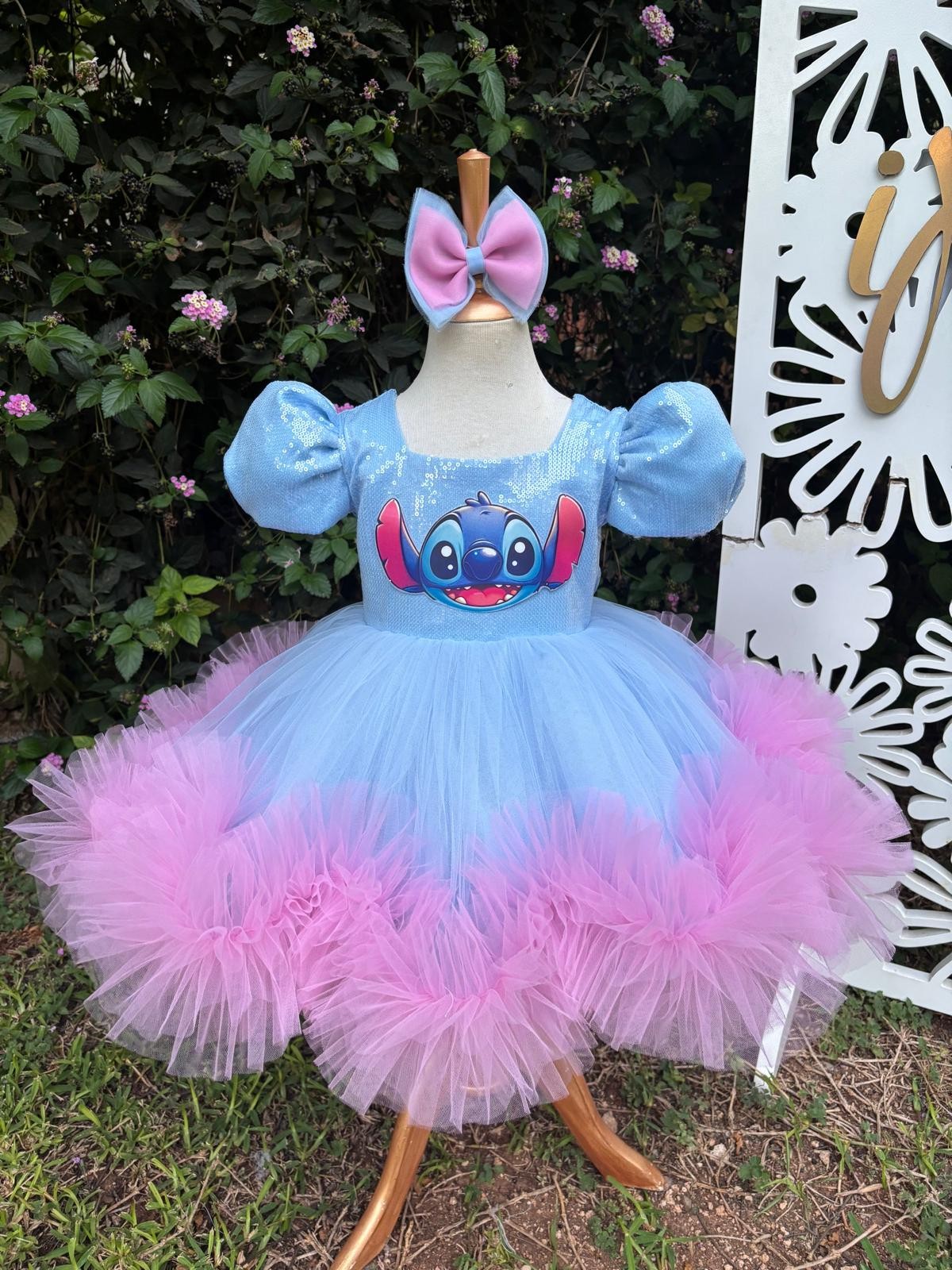 Stitch Kız Çocuk Abiye - Bebek Doğum Günü Elbisesi - ipeqakids