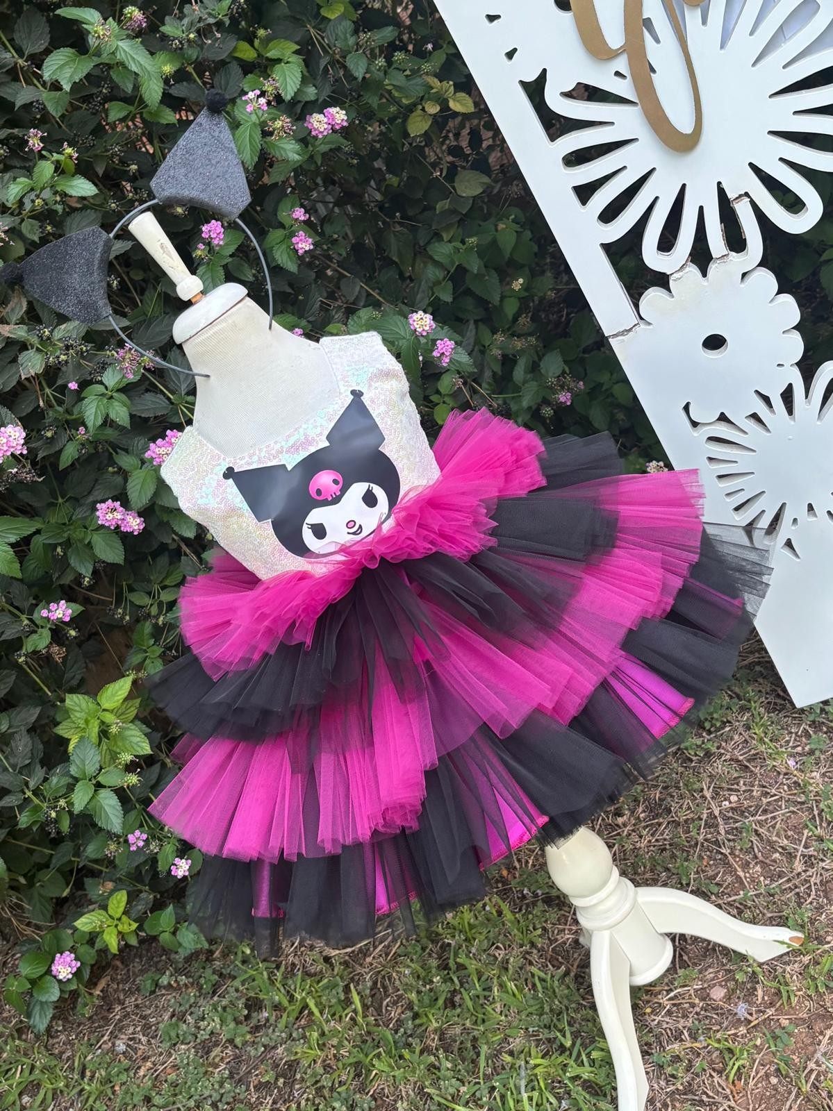 Kuromi Kız Çocuk Abiye - Bebek Doğum Günü Elbisesi - ipeqakids