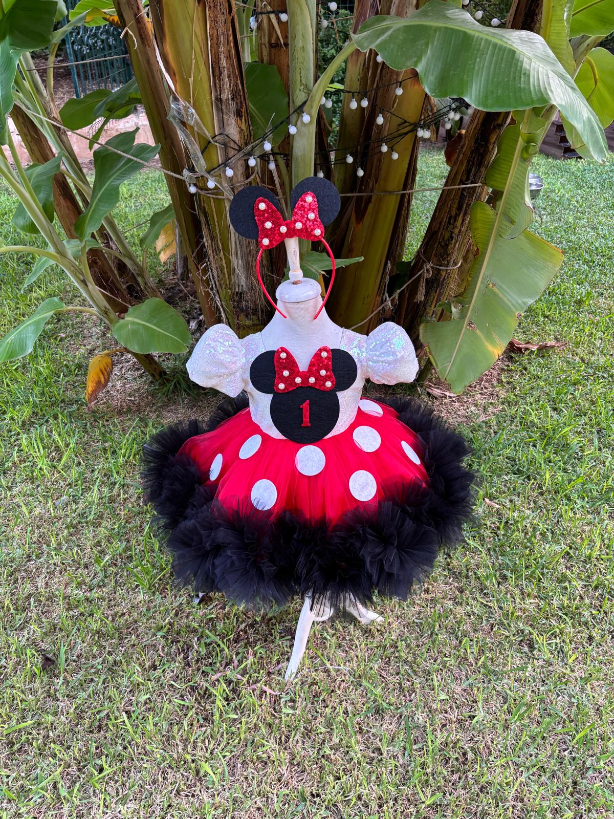 Kız Çocuk Minnie Mickey Mouse Kostümü TAÇ DAHİL- Çocuk Abiye Elbise -ipeqakids