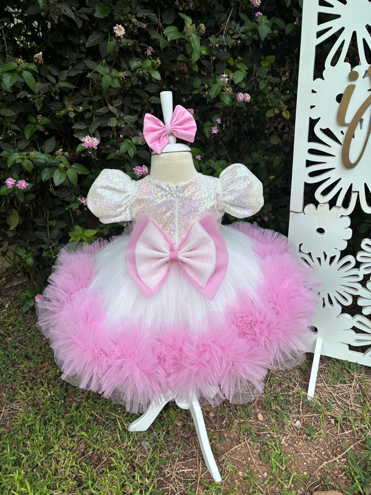 Pembe Cinnamoroll Kız Çocuk Abiye - Bebek Doğum Günü Elbisesi - ipeqakids