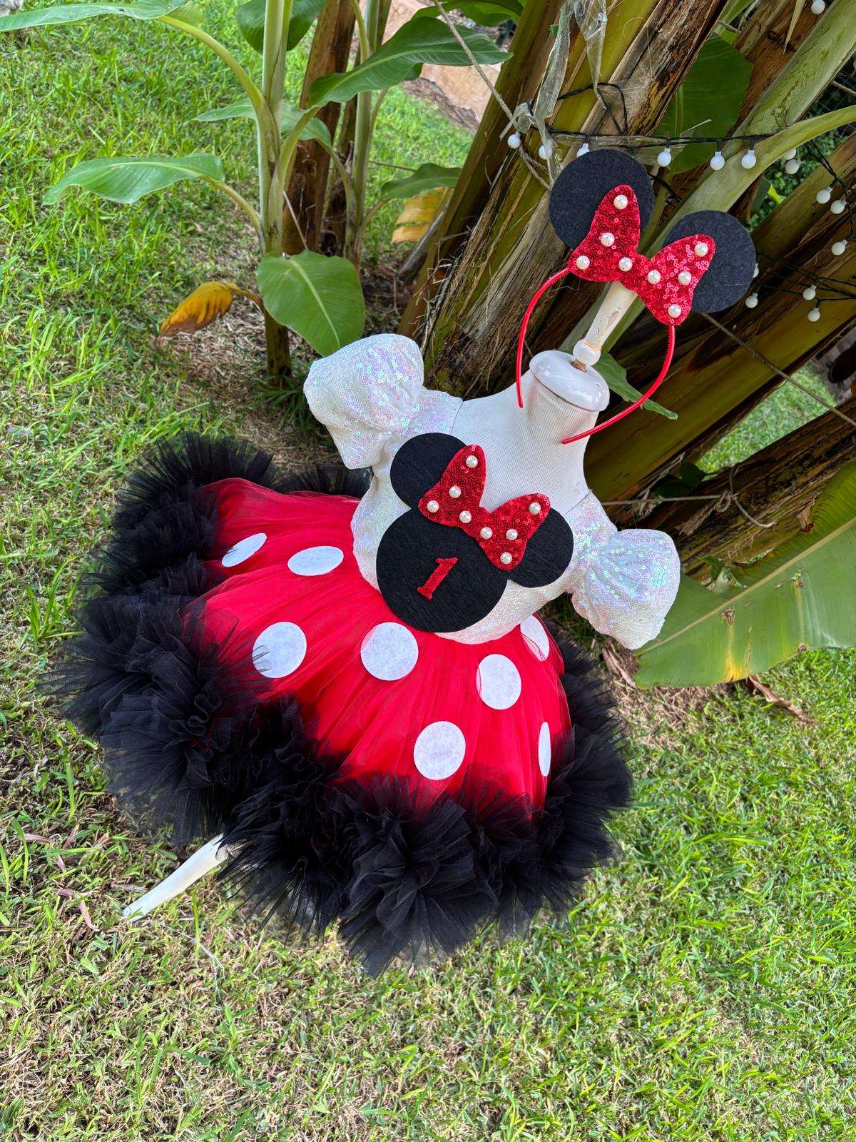 Kız Çocuk Minnie Mickey Mouse Kostümü TAÇ DAHİL- Çocuk Abiye Elbise -ipeqakids