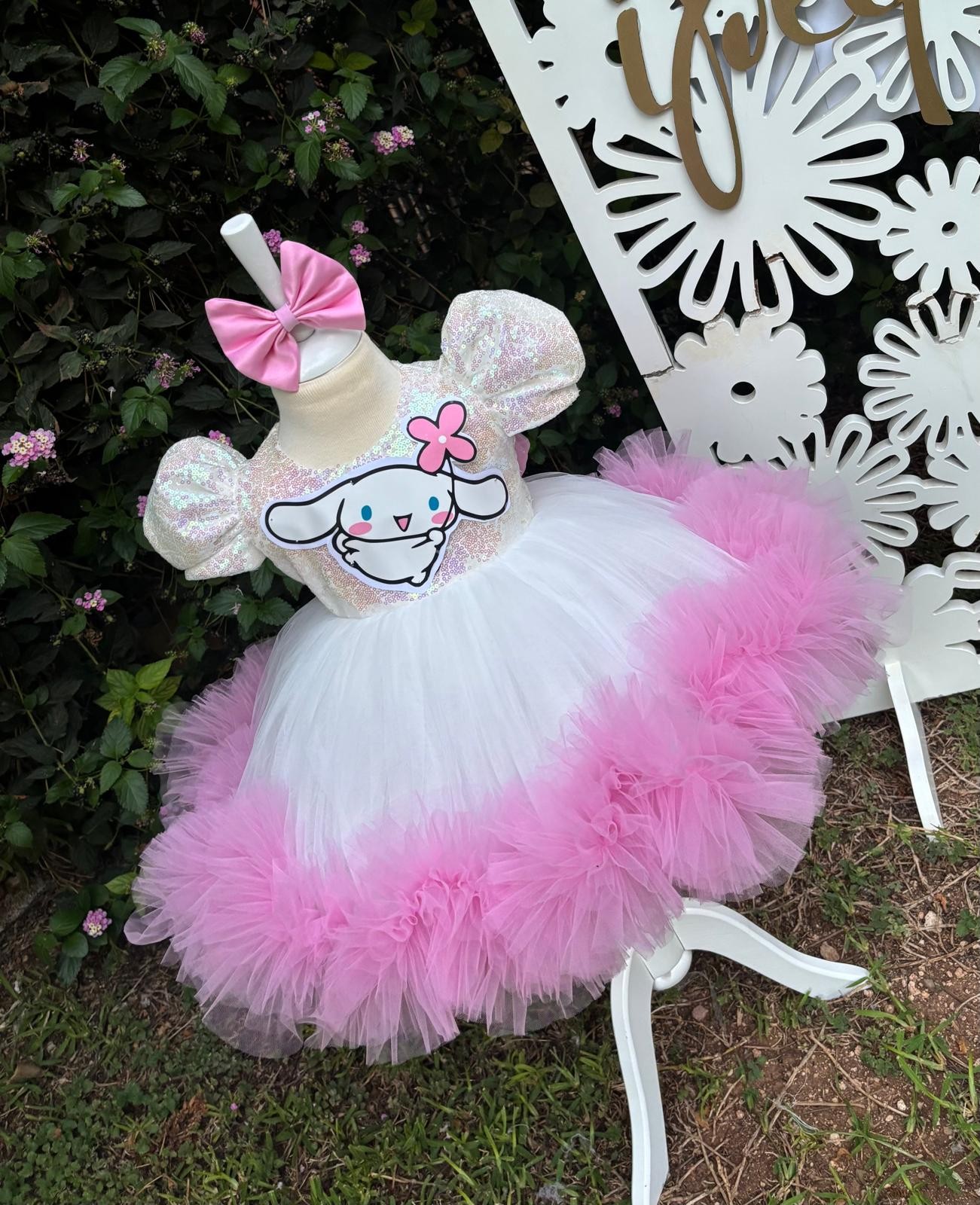 Pembe Cinnamoroll Kız Çocuk Abiye - Bebek Doğum Günü Elbisesi - ipeqakids