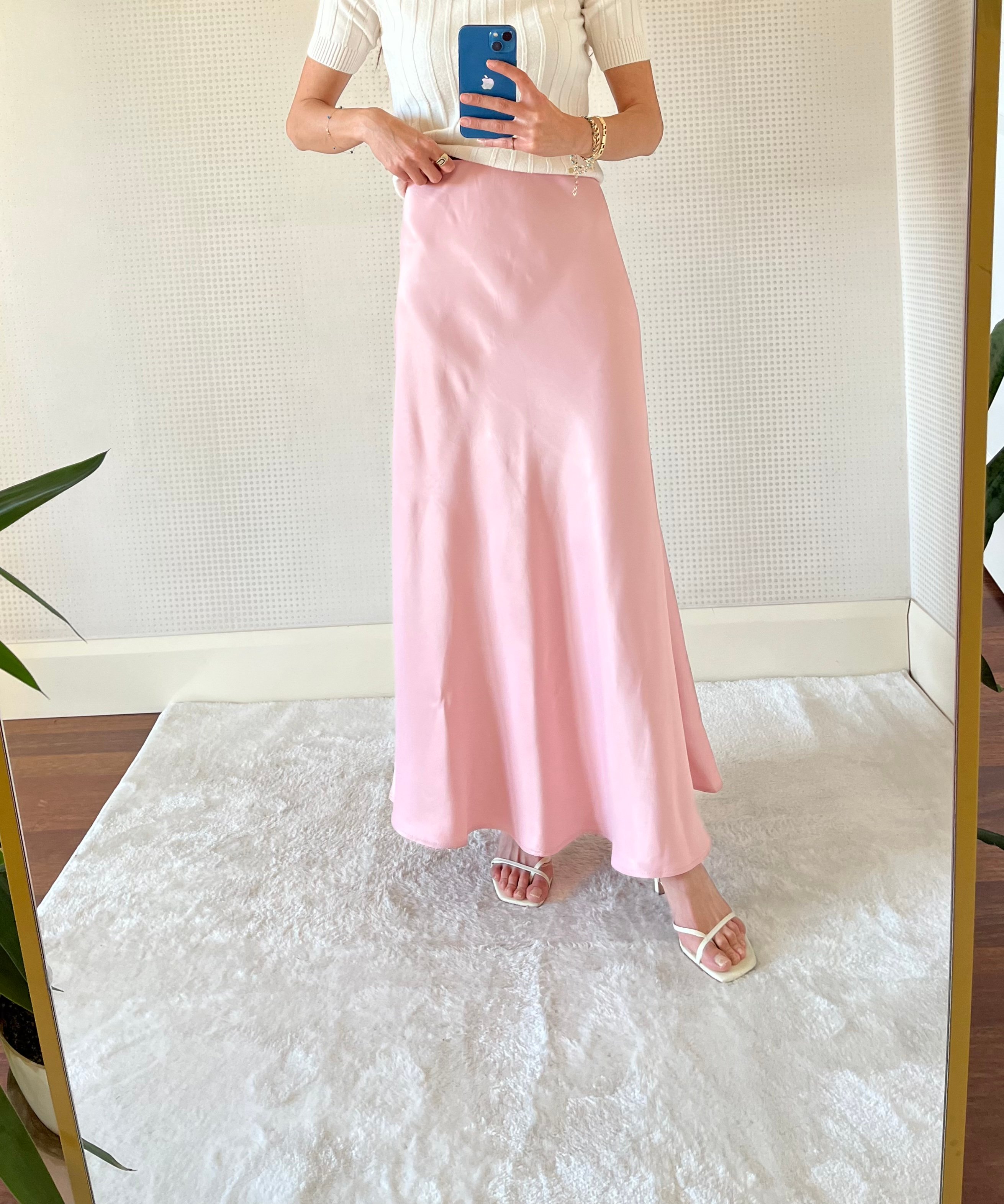 PİLLY ŞEKER PEMBE MAXİ BOY SATEN ETEK