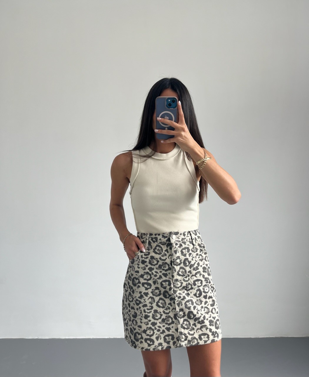 LEOPAR DESENLİ KISA ETEK