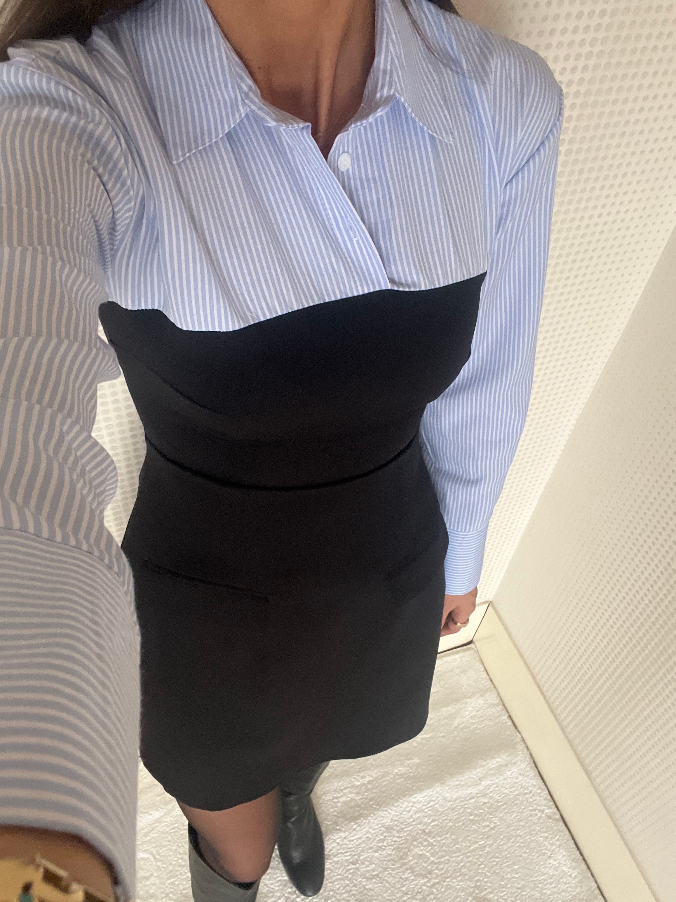 LADY ÇİZGİLİ GÖMLEK YAKA KISA ELBİSE