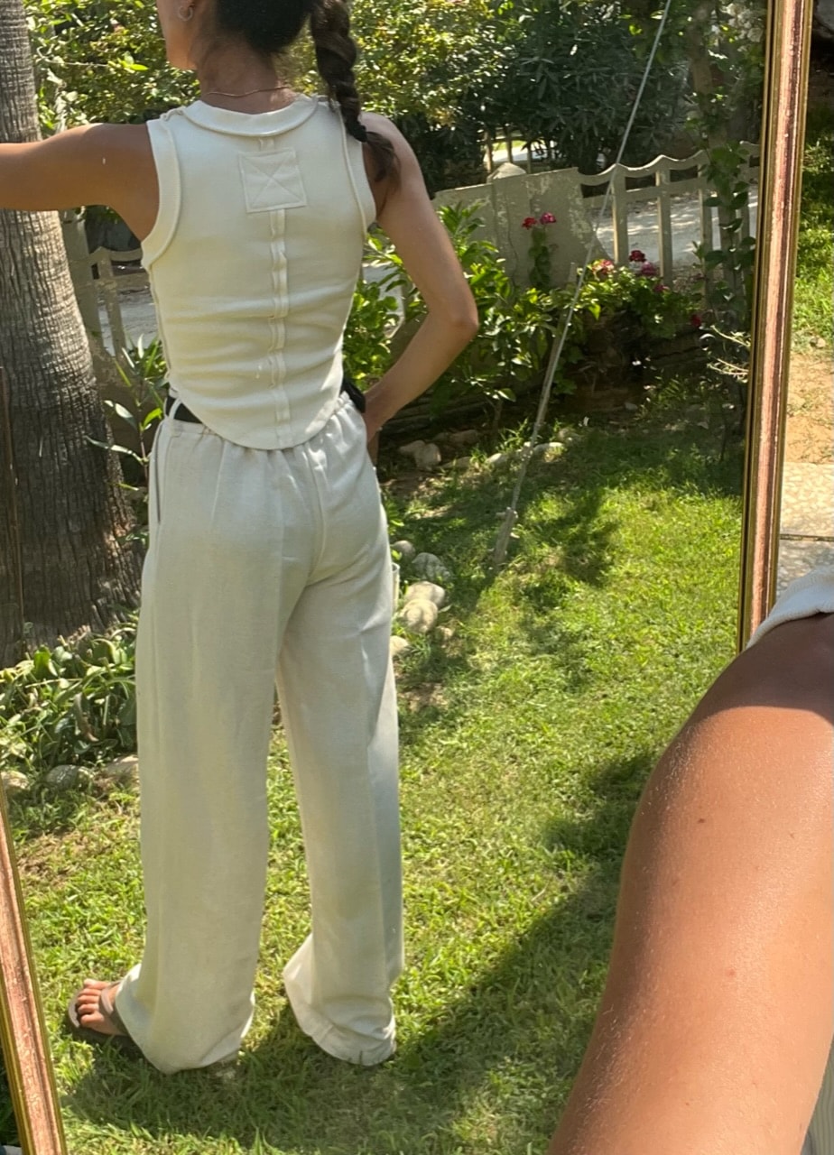 KREM FİTİLLİ KOLSUZ TOP