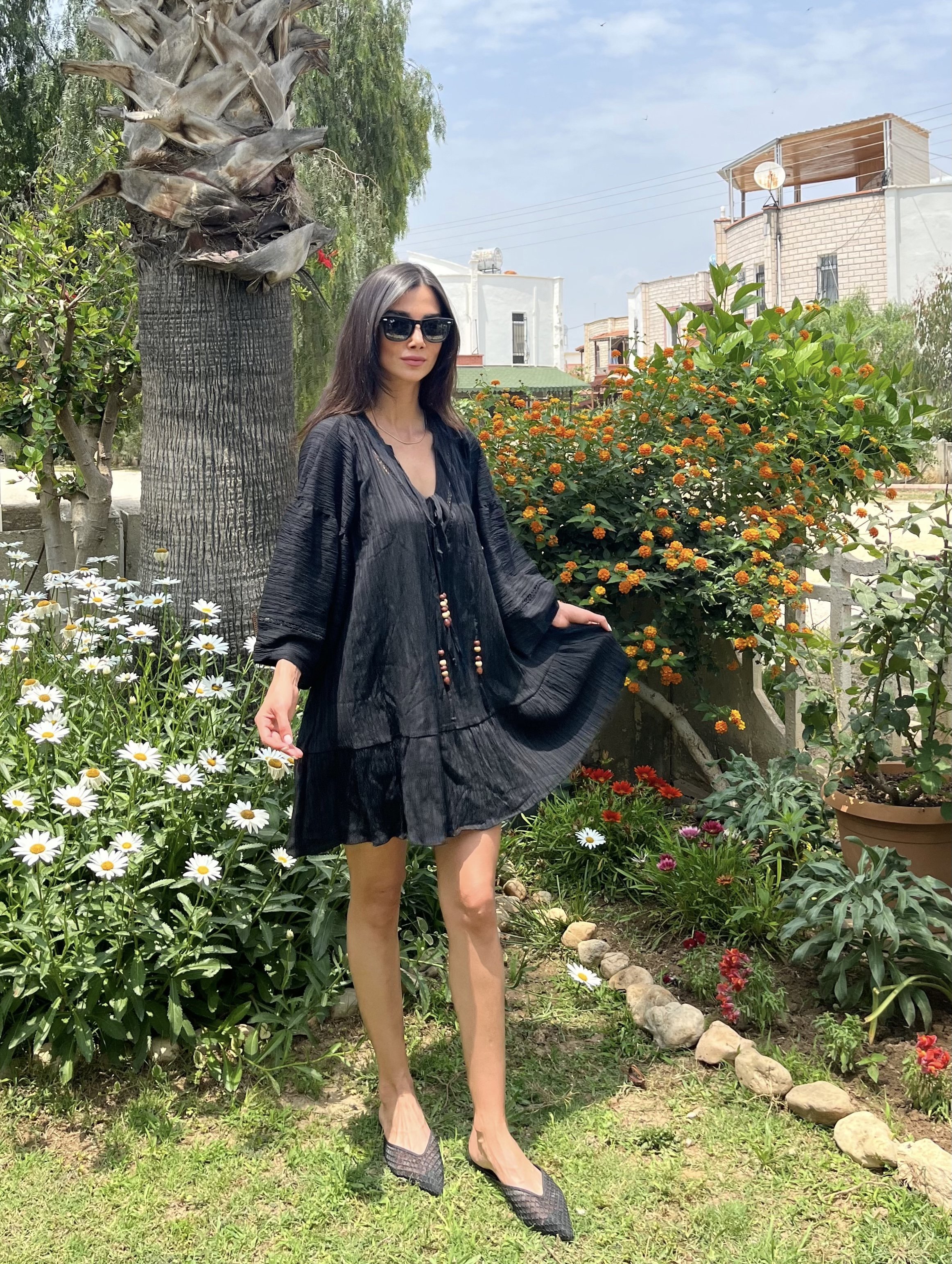 MİLA SİYAH SALAŞ ELBİSE