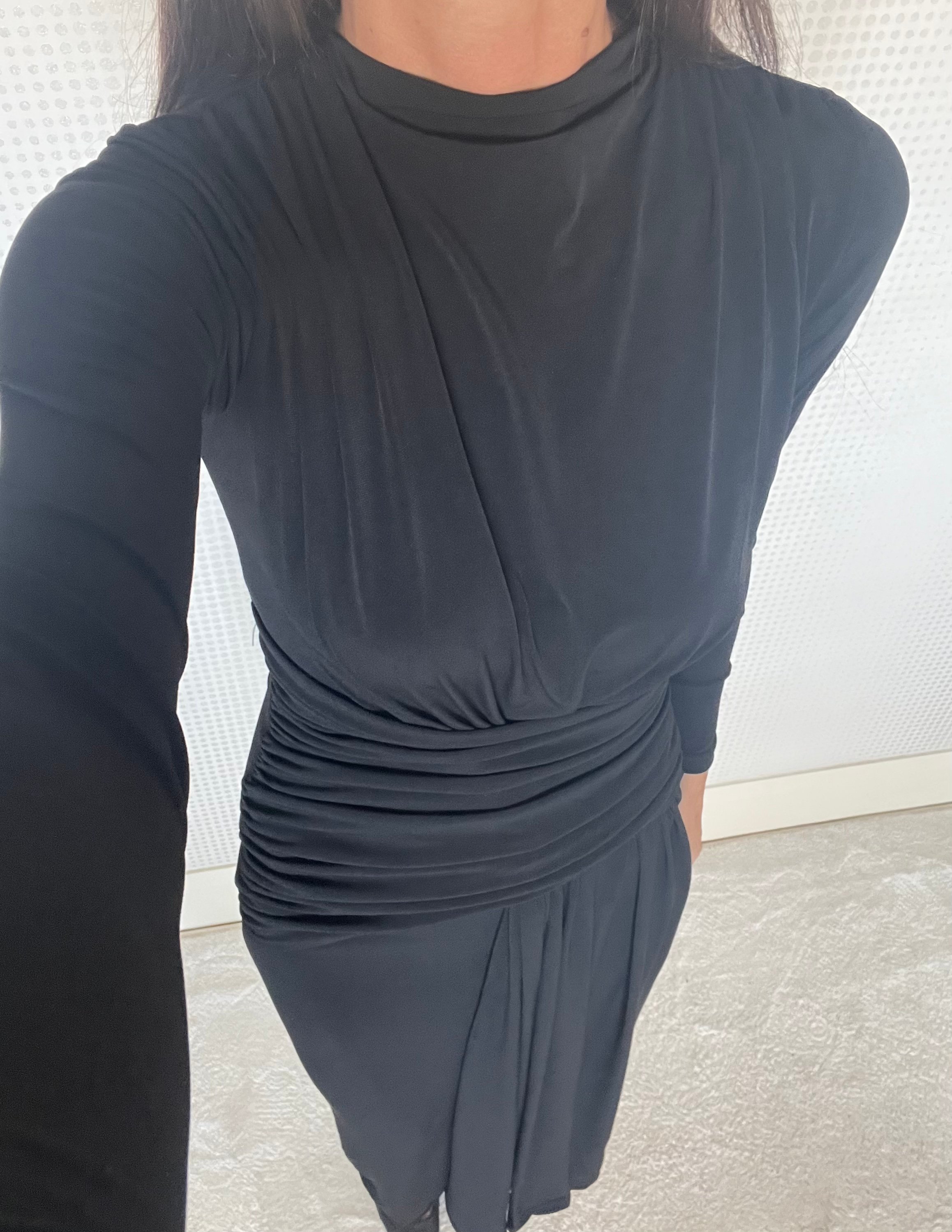 CANDY SİYAH DRAPE DETAYLI MAXİ BOY ELBİSE