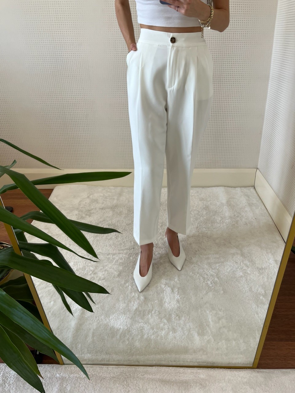 NOXİ BEYAZ KLASİK KUMAŞ PANTOLON
