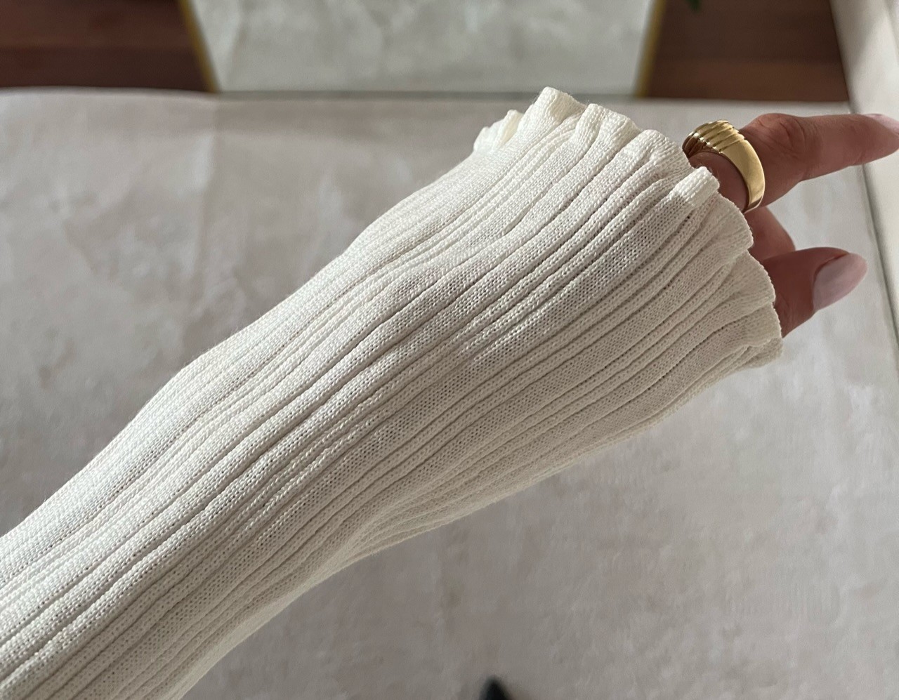 PEARLY KIRIK BEYAZ PENCERE DETAYLI TRİKO ELBİSE