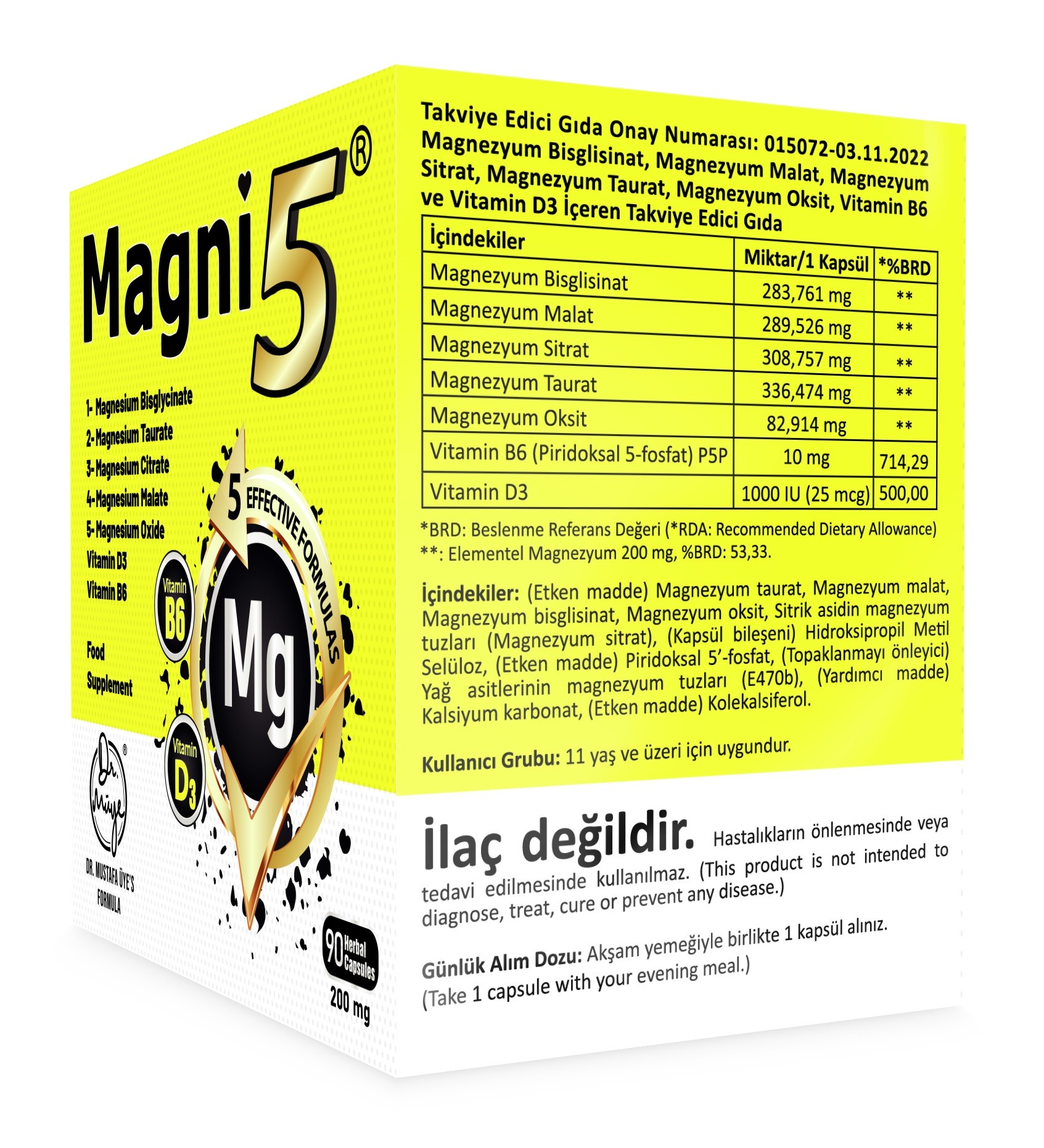 Magni5 Magnezyum Complex 5 Etkili Form 3 Aylık 90 Kapsül