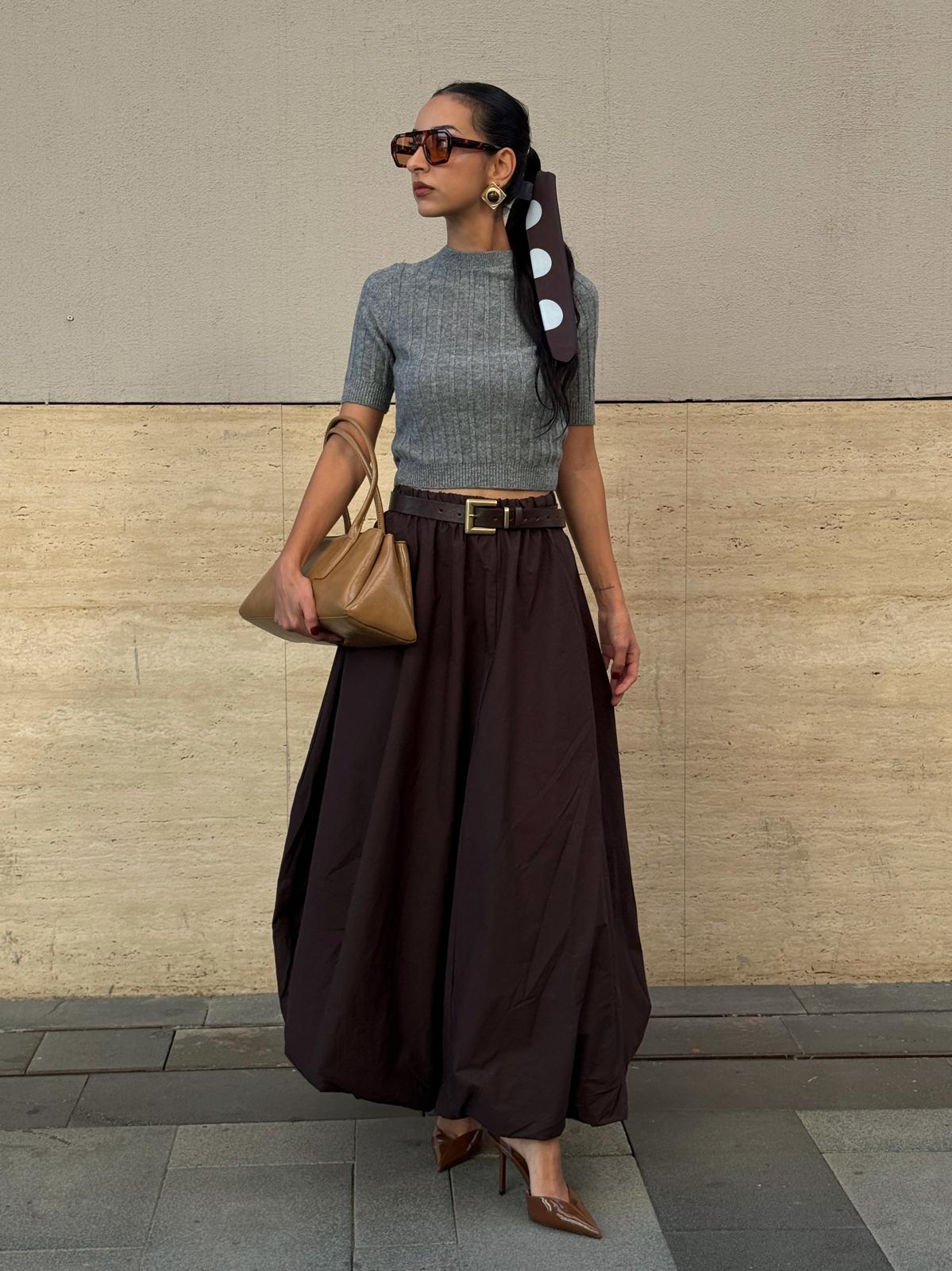 BALON MAXİ ETEK - Kahve