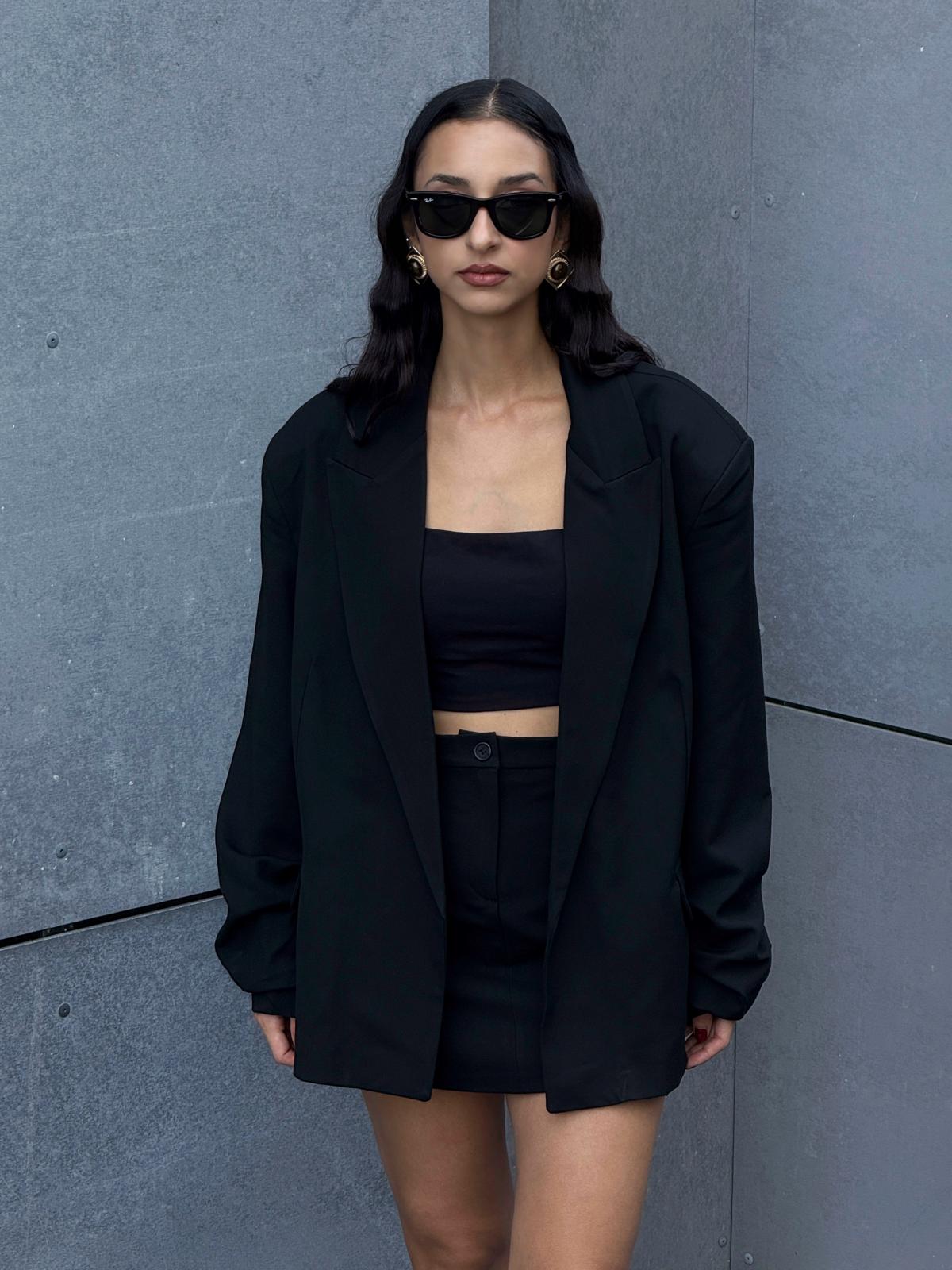 OVERSİZE BLAZER VE ETEK TAKIMI - Siyah