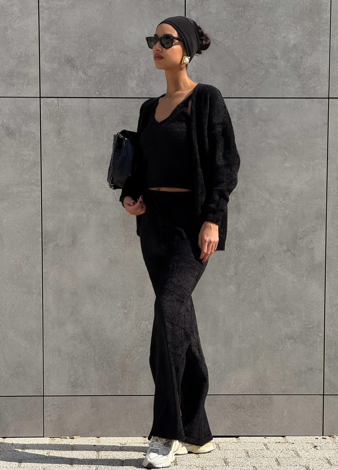 ÜÇLÜ YUMUŞAK DOKU TRİKO TAKIM - Siyah