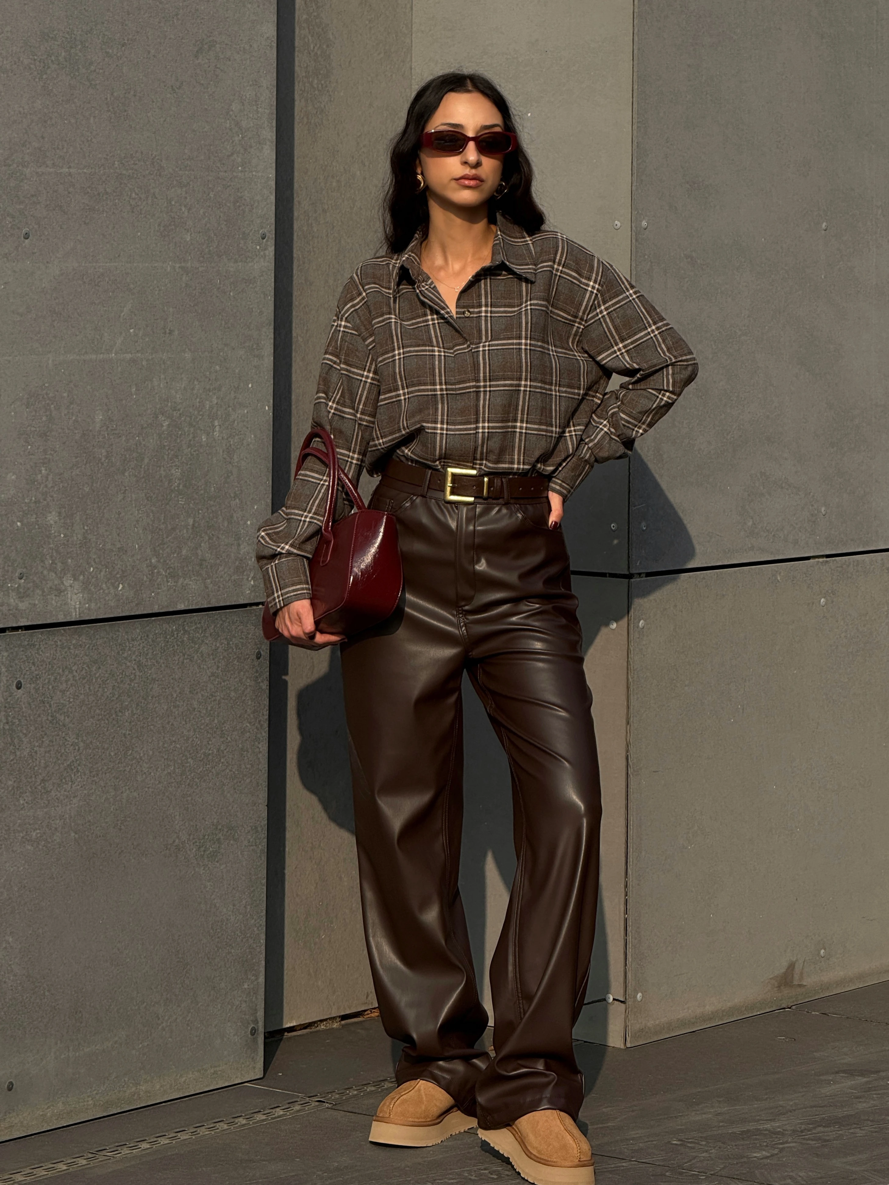 DERİ PALAZZO PANTOLON - Kahve