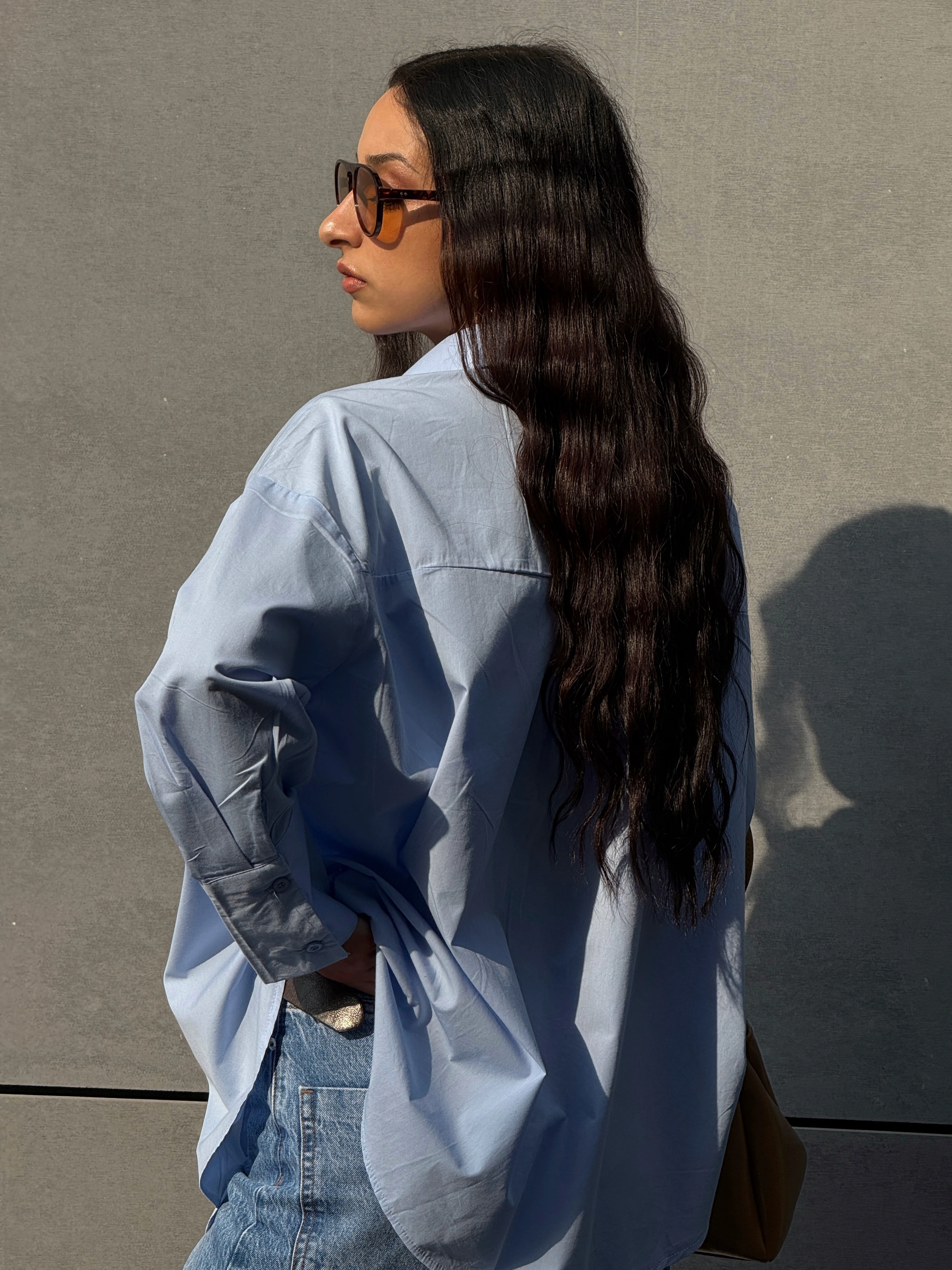 MANŞET DETAY OVERSİZE POPLİN GÖMLEK