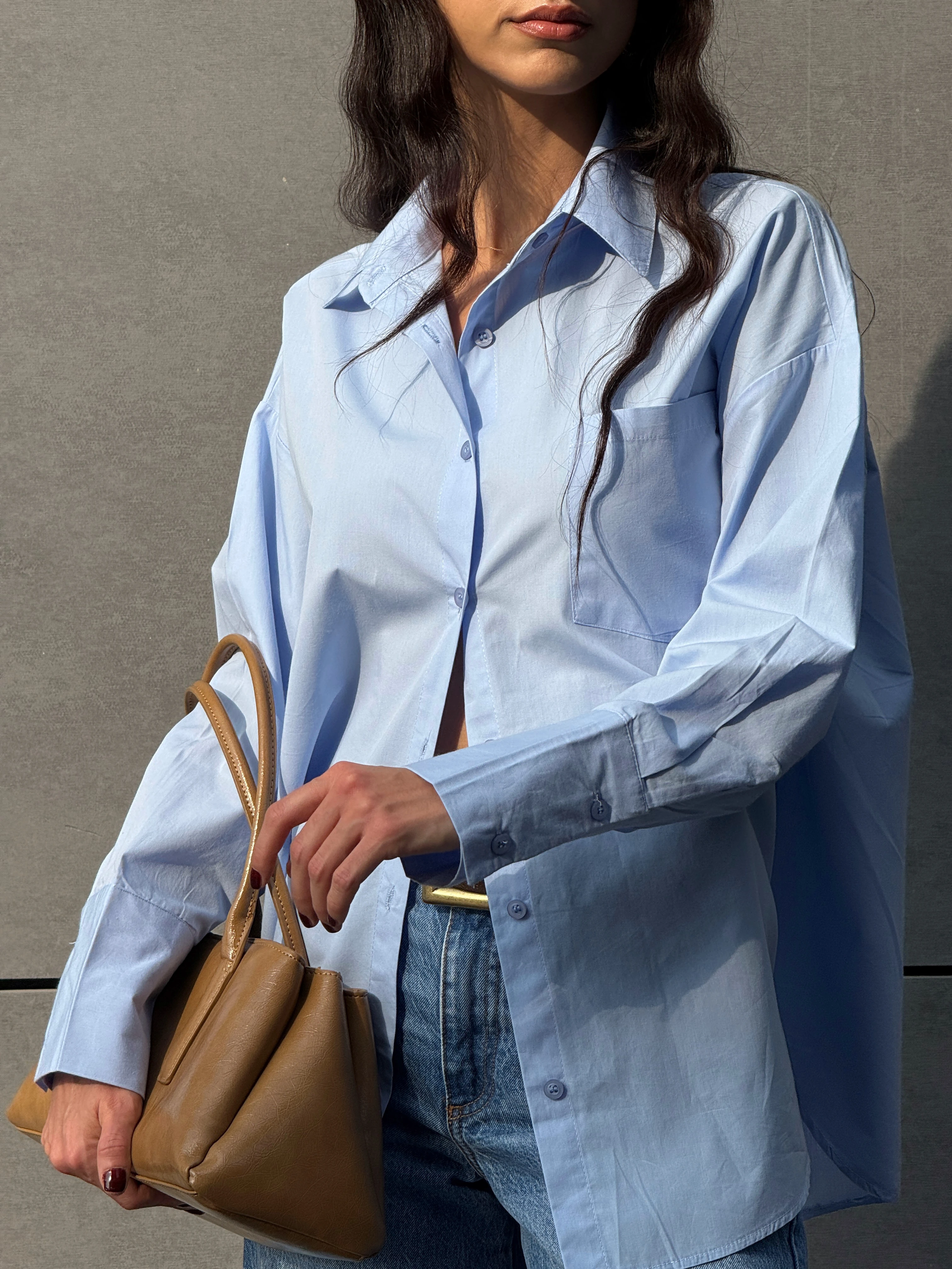 MANŞET DETAY OVERSİZE POPLİN GÖMLEK