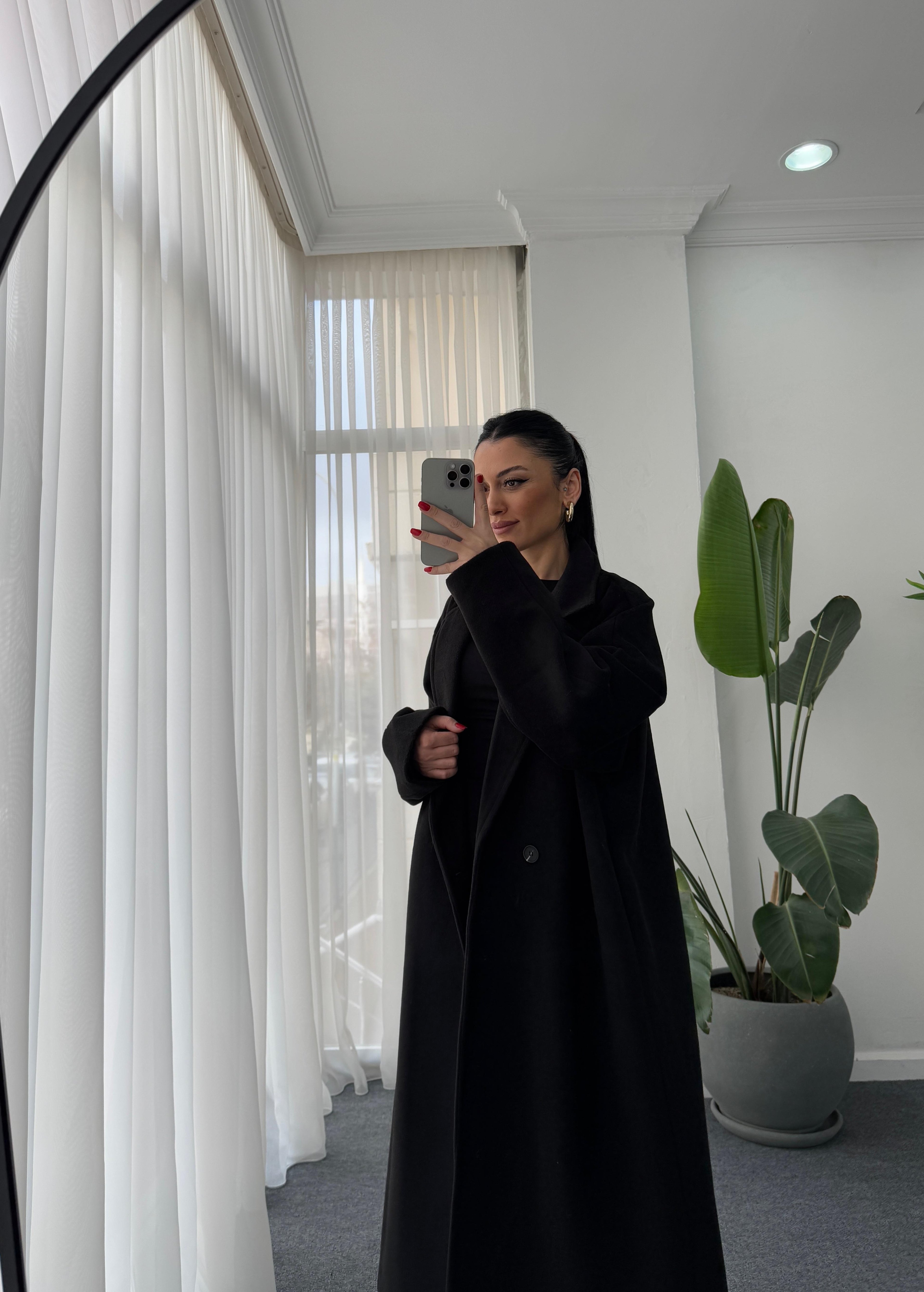 Oversize Cepli Kaşe Kaban