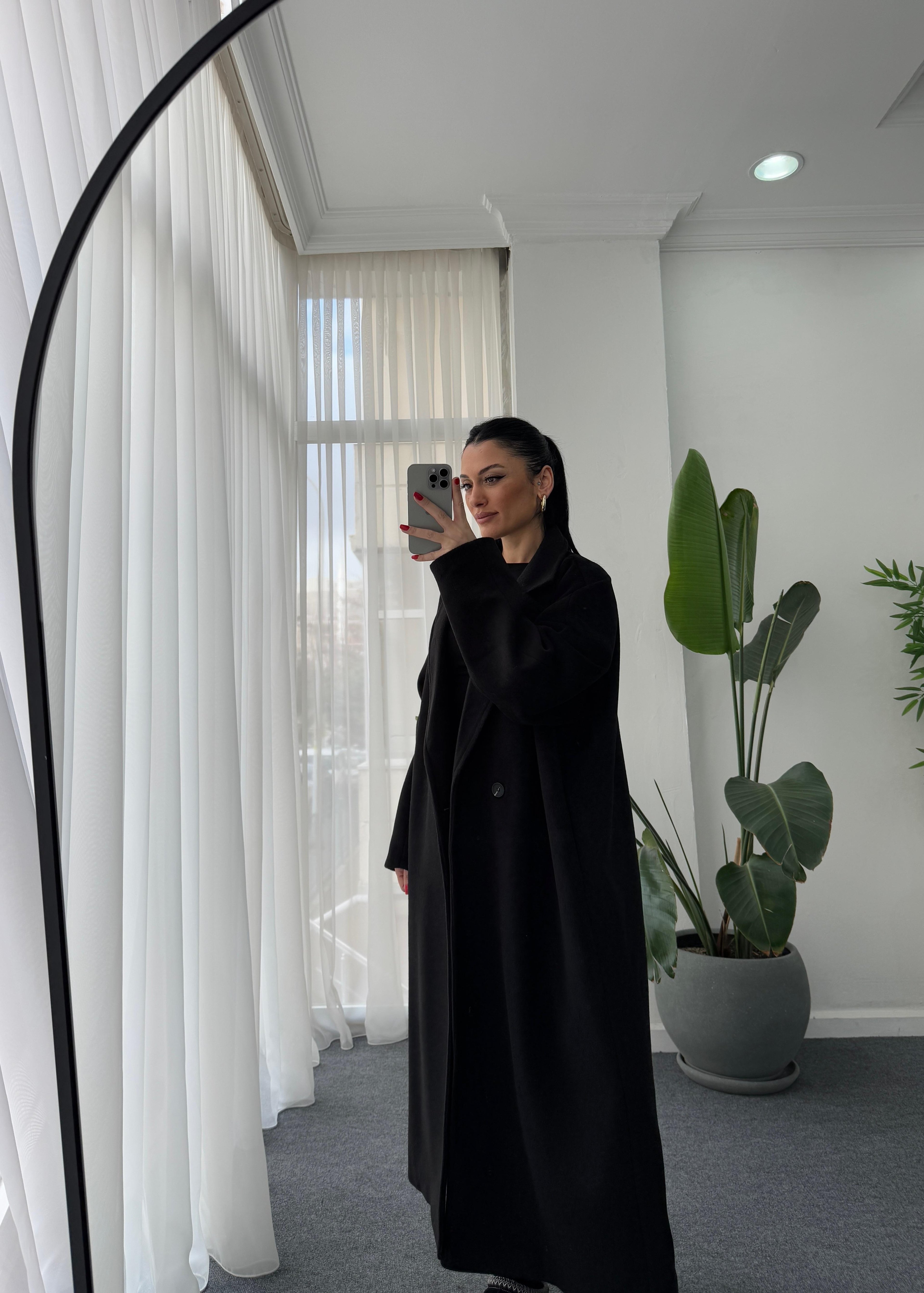 Oversize Cepli Kaşe Kaban