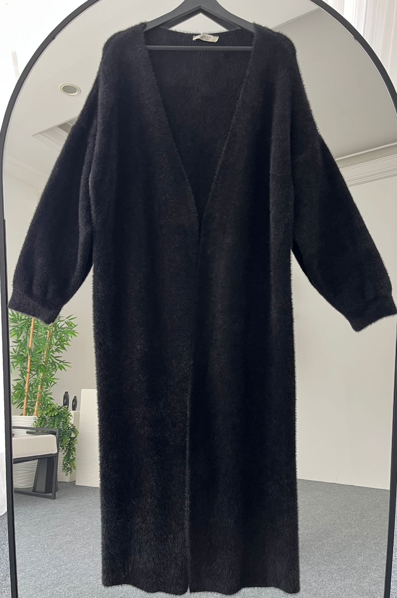 Oversize Maxi Boy Hırka - Siyah