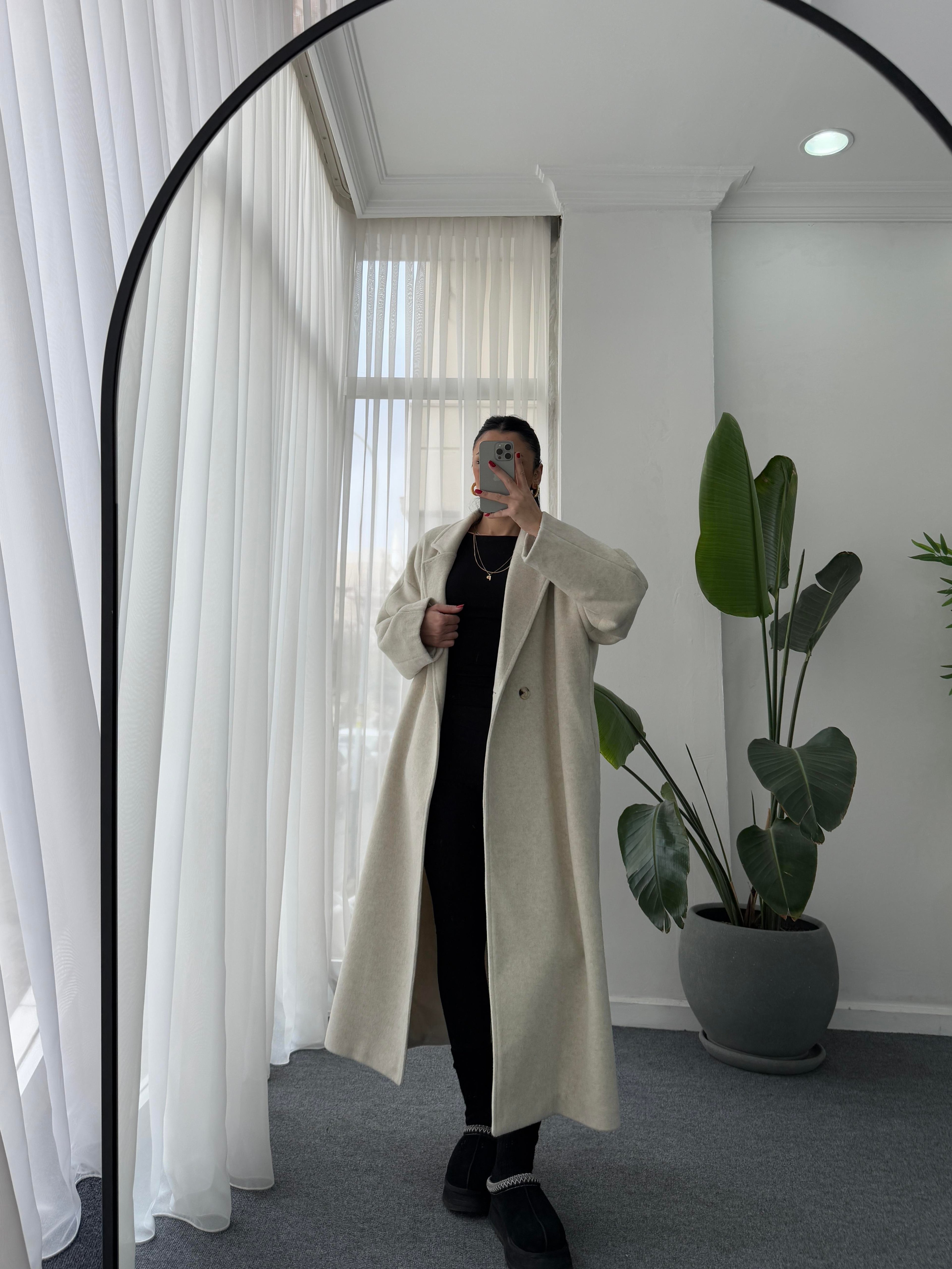 Oversize Cepli Kaşe Kaban