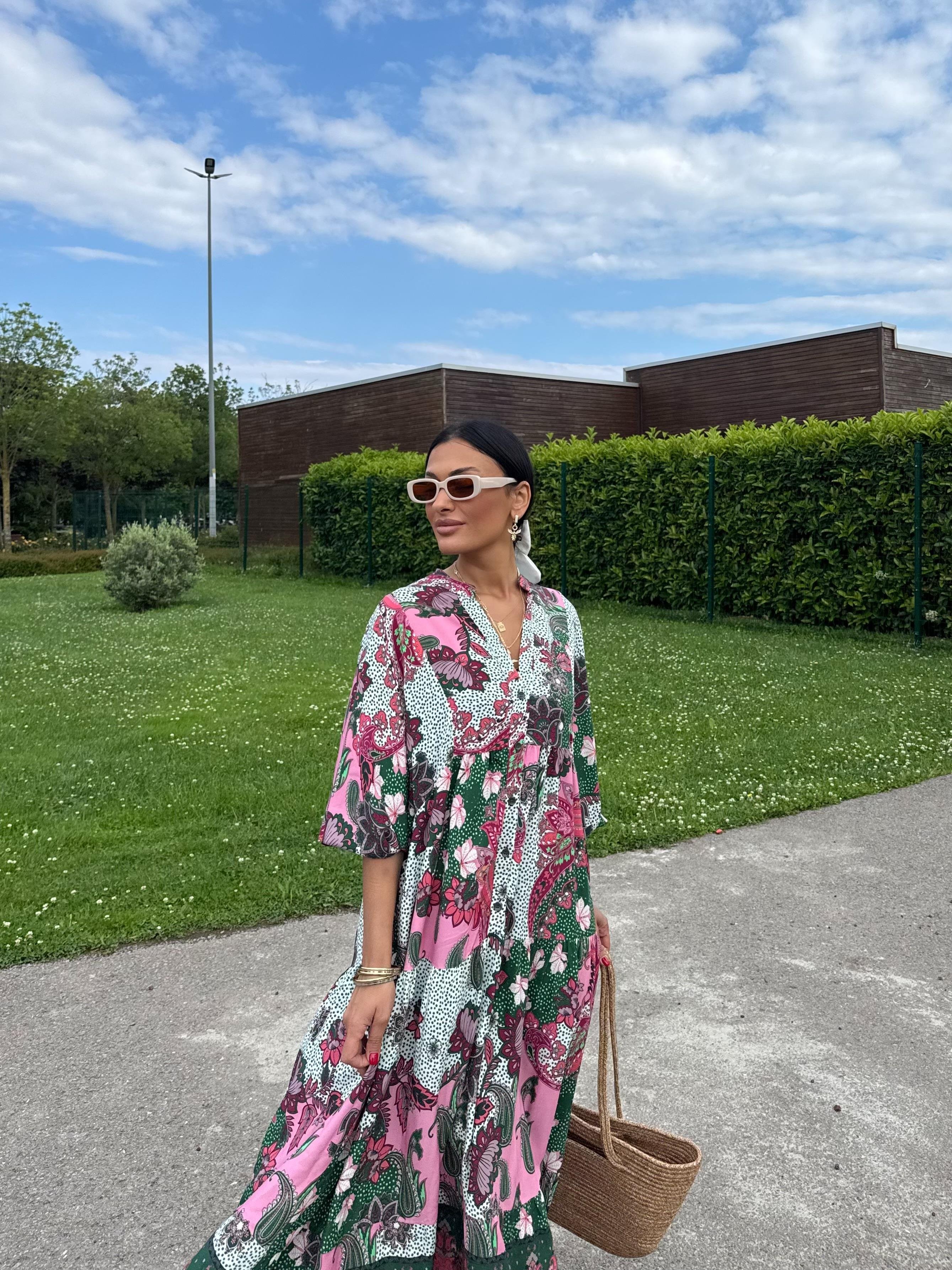 Etnik Desen Oversize Elbise